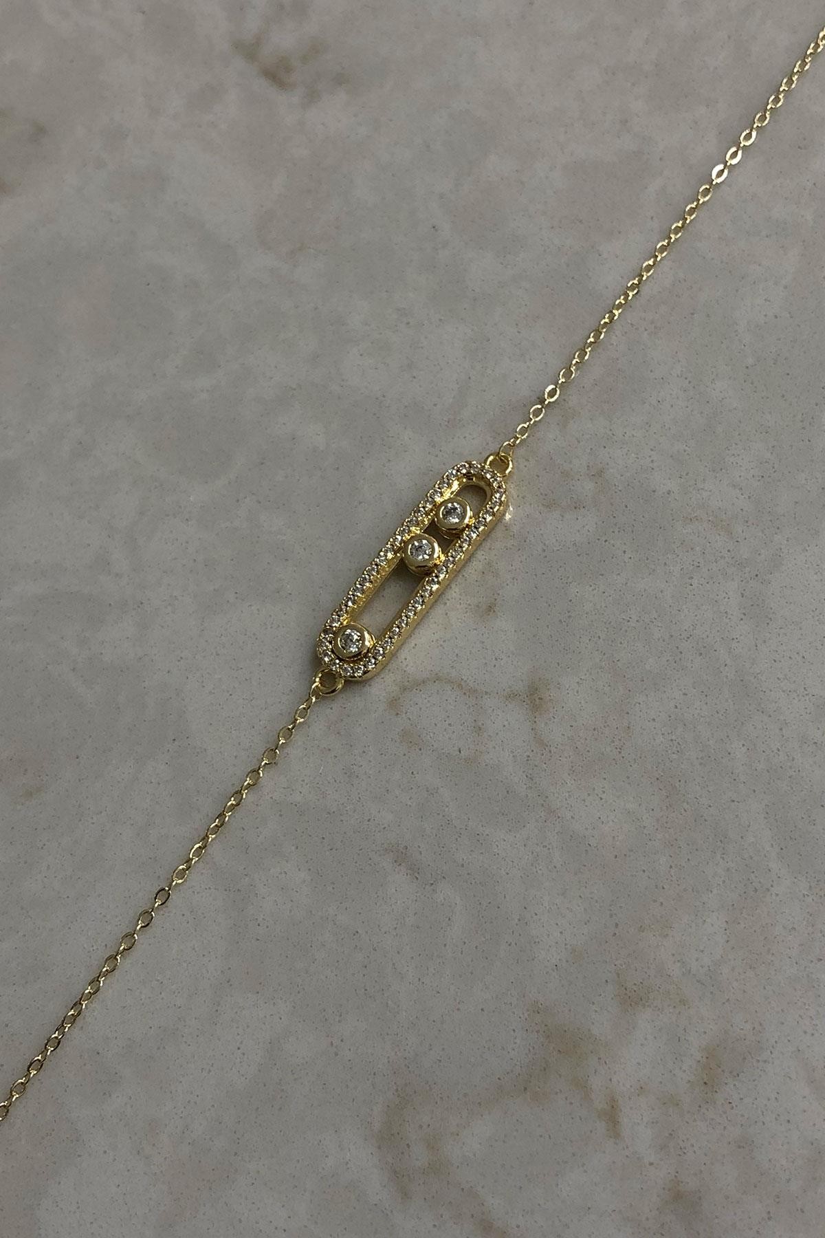 Taşlı Model Gold Detaylı Kaplama Halhal