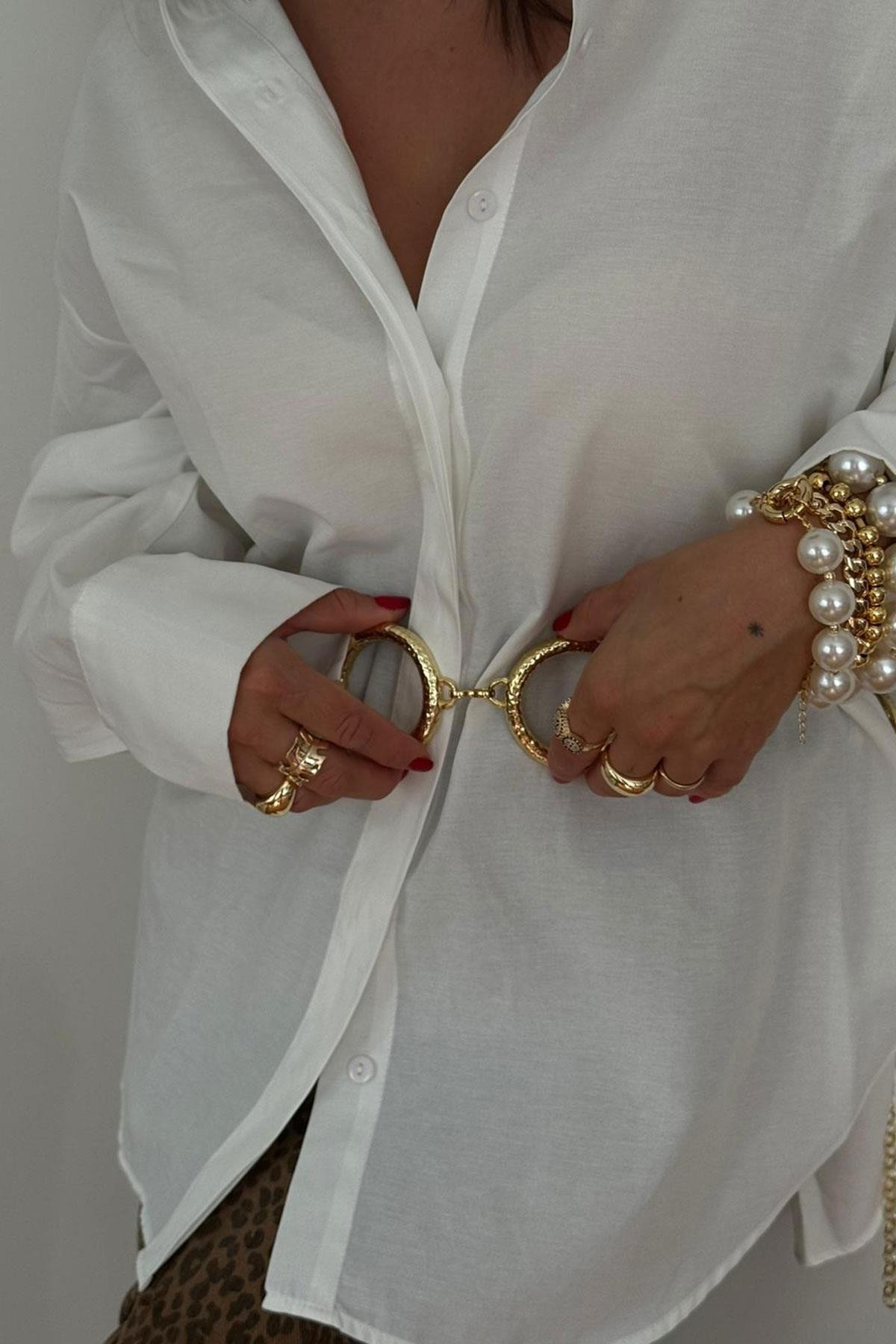 Halka Model Gold Detaylı Kemer