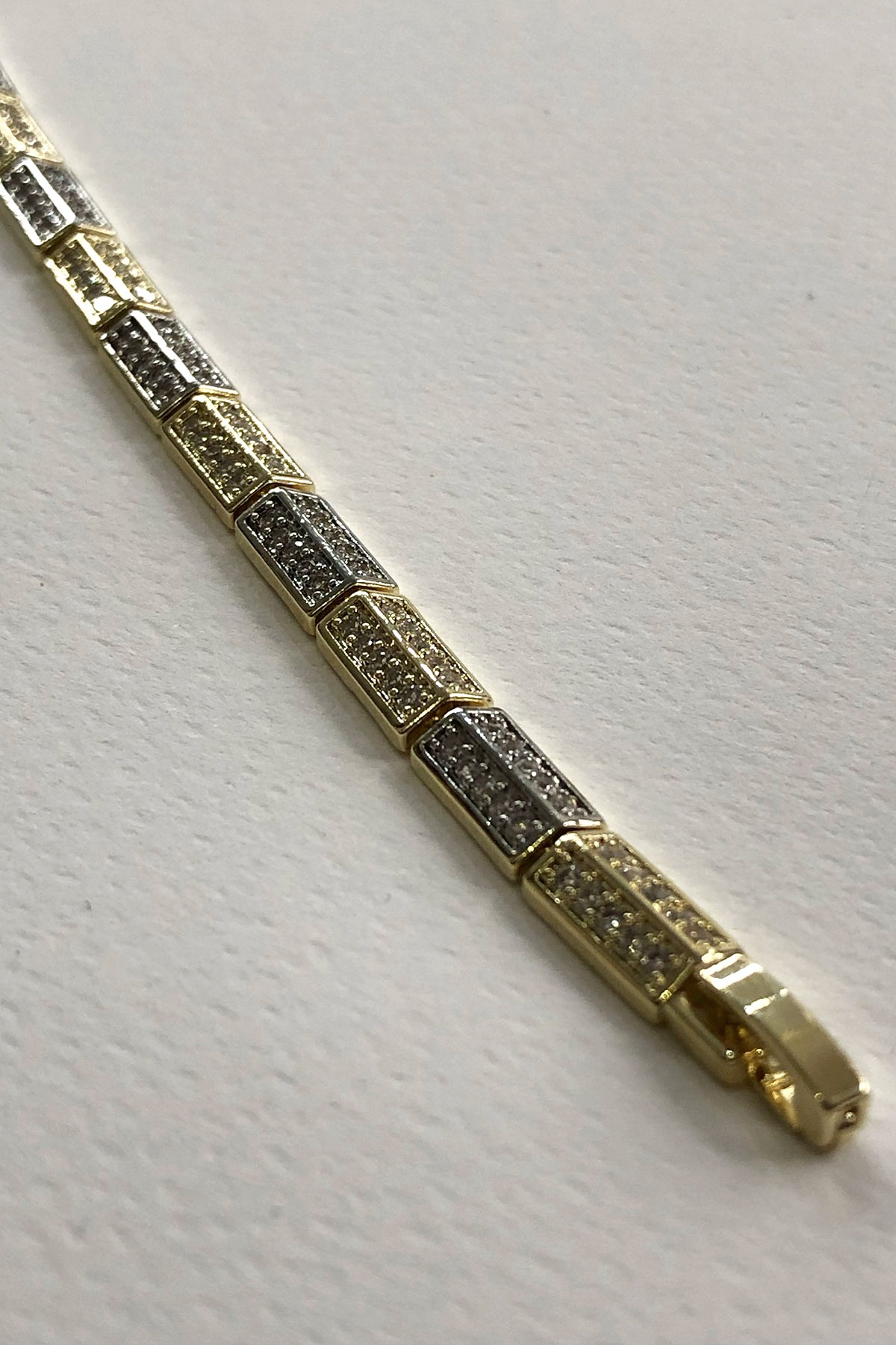 Taşlı Gold Silver Model Xp Kaplama Bileklik