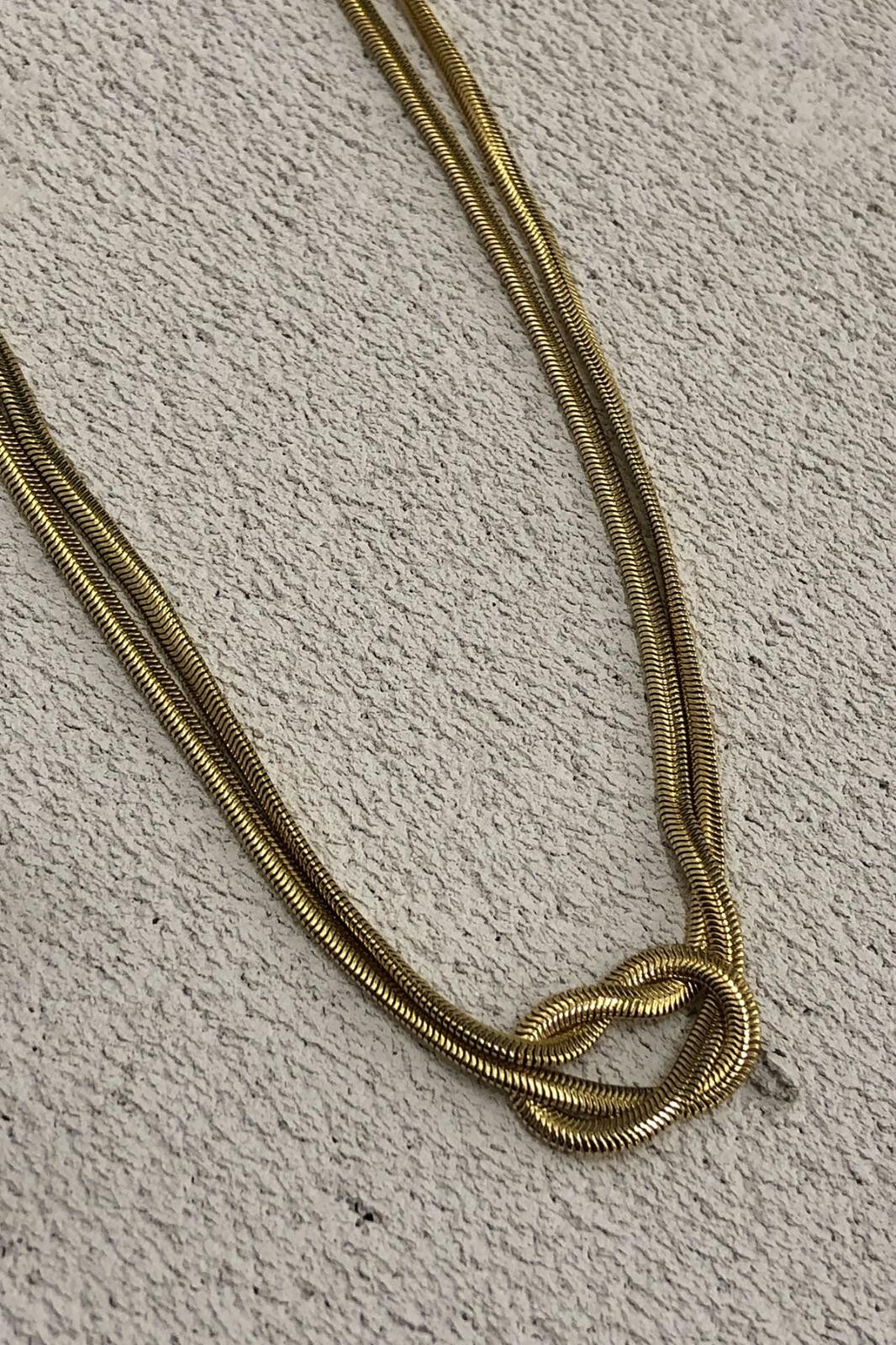 Düğüm Model Gold Çelik Kolye