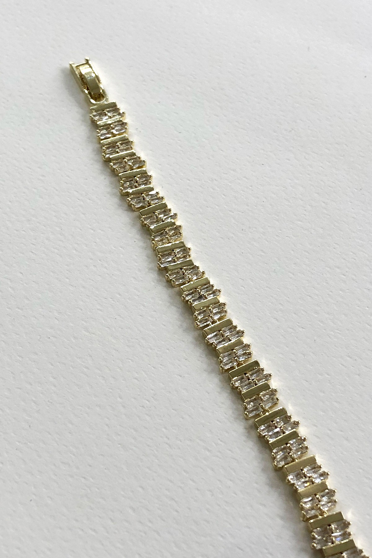Dikdörtgen Taşlı Gold Detaylı Xp Kaplama Bileklik