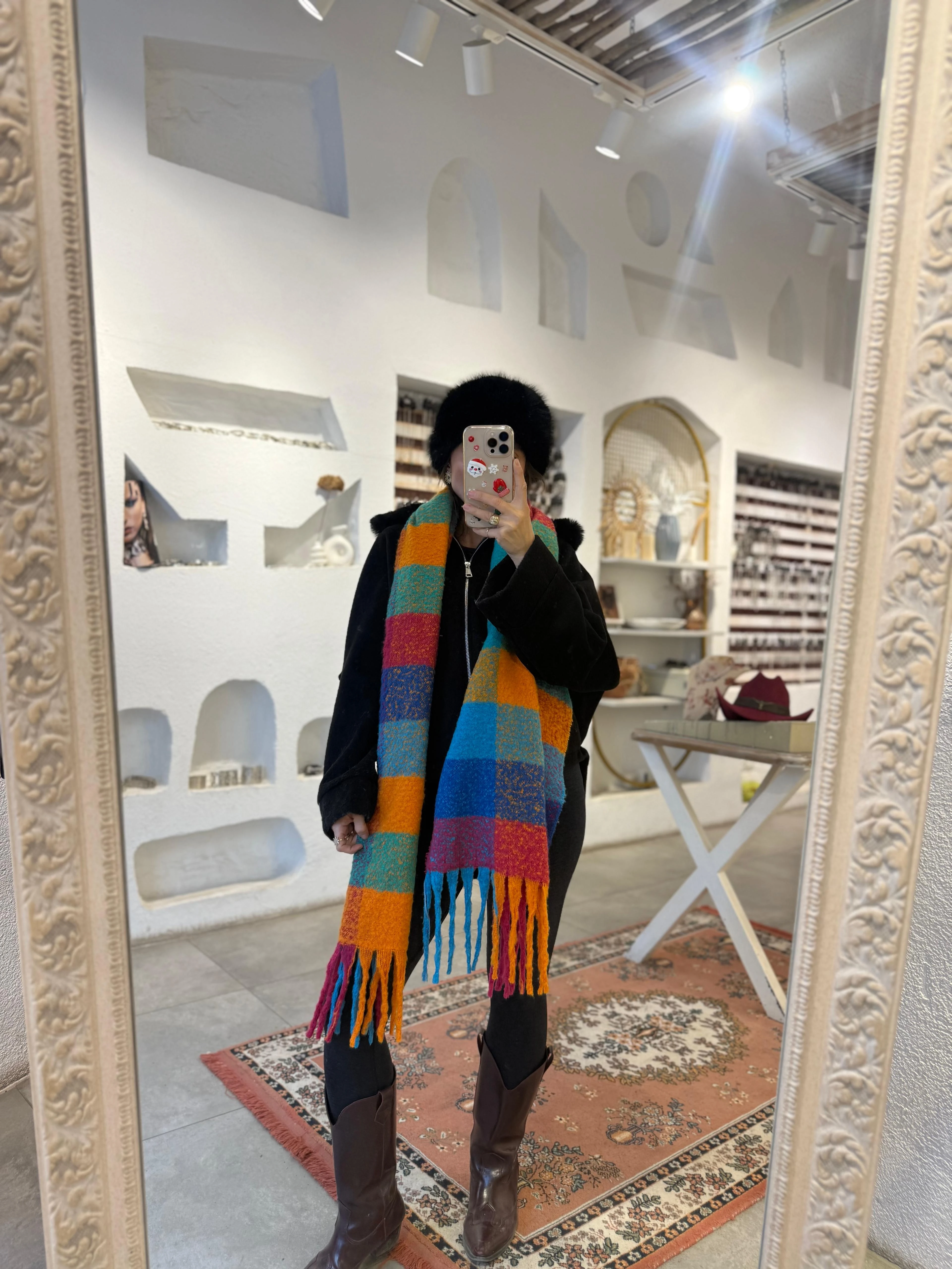 Karışık Renk Kalın Atkı