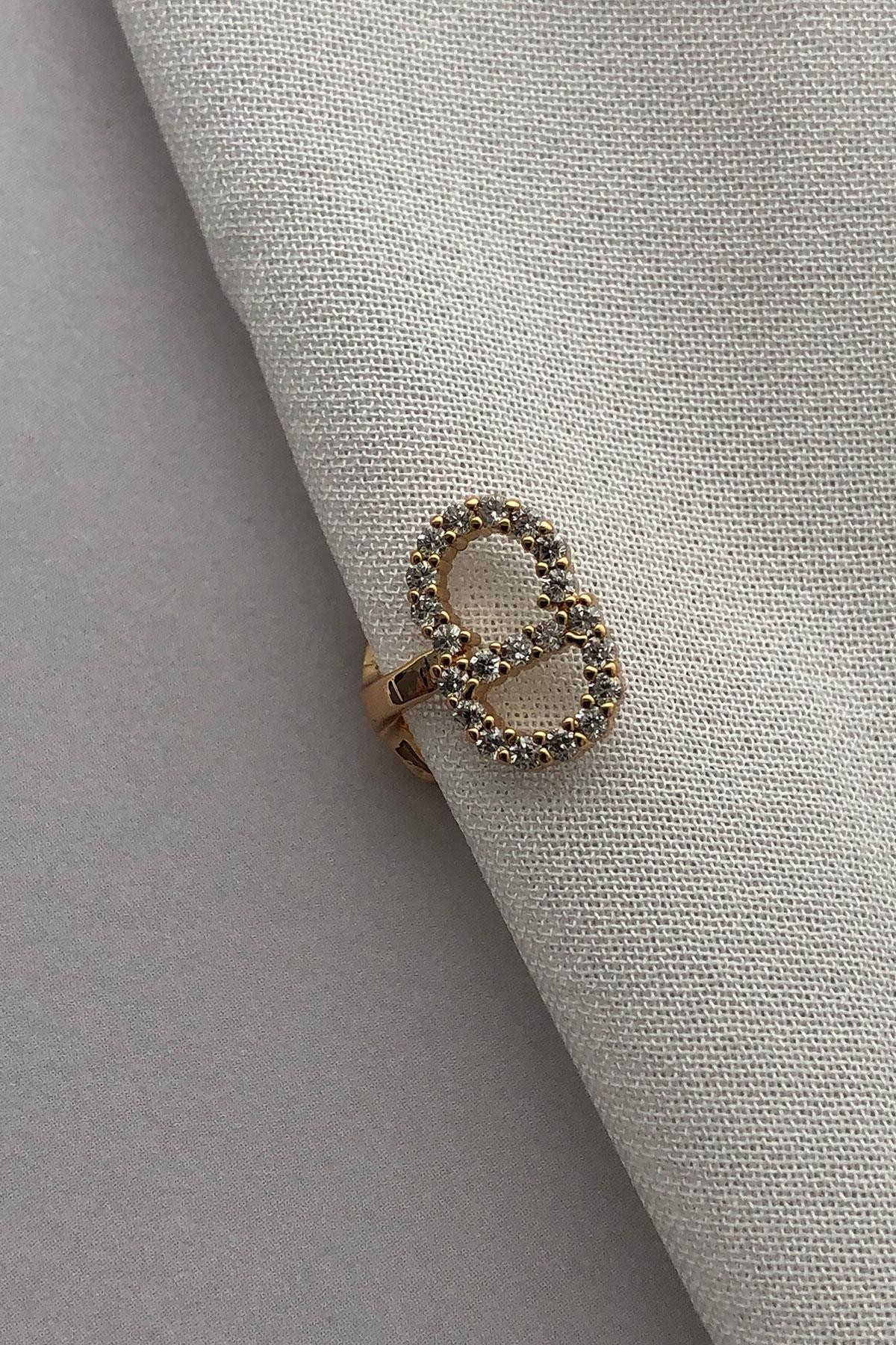 Zirkon Taş Gold Detaylı Klipsli Kıkırdak Küpe
