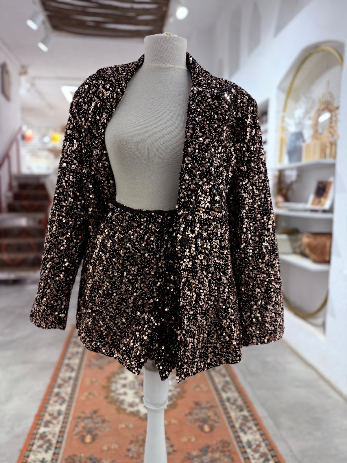 Bakır Renk Payetli Şort