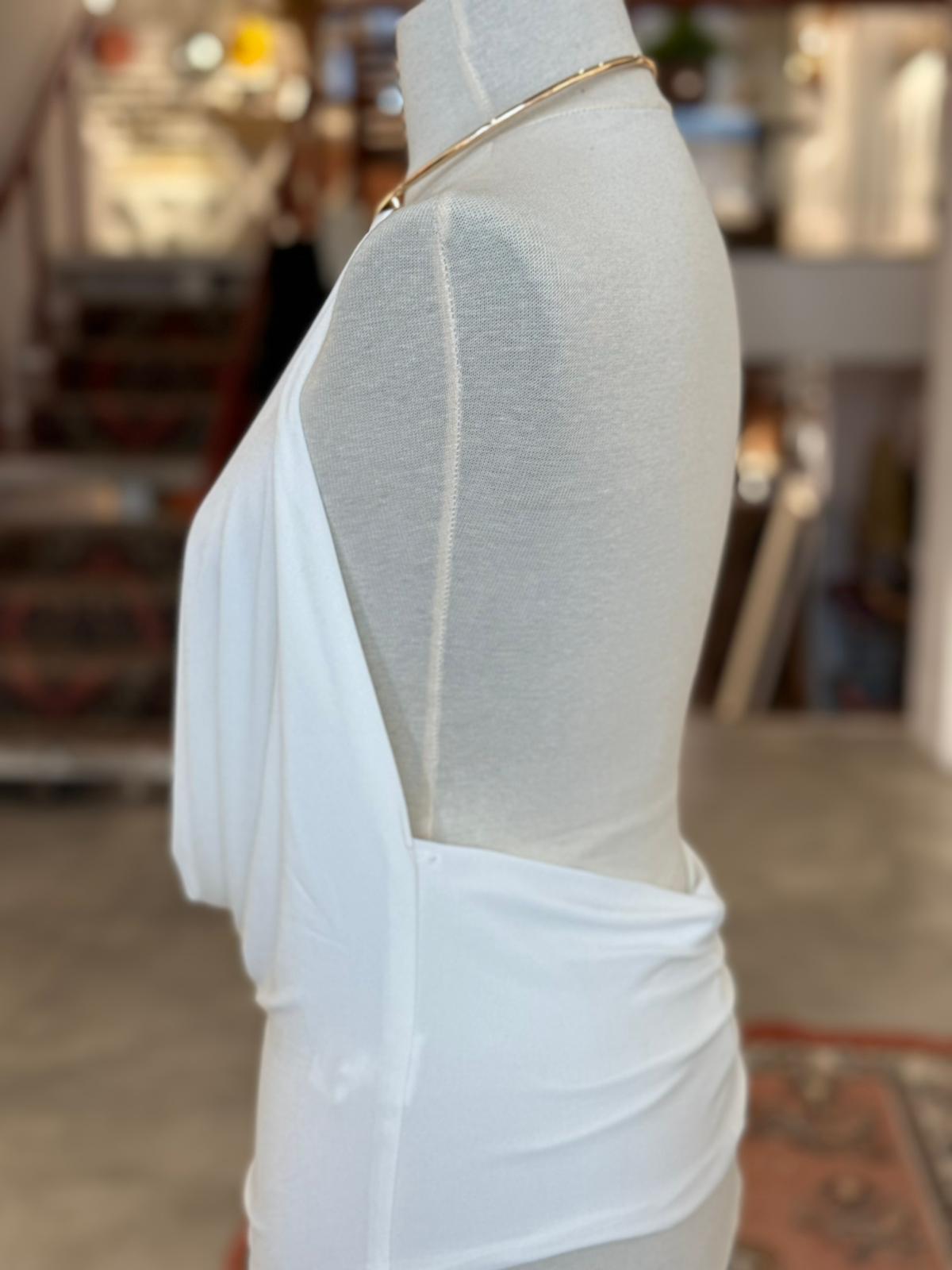 Kolyeli Dekolteli Beyaz Bluz