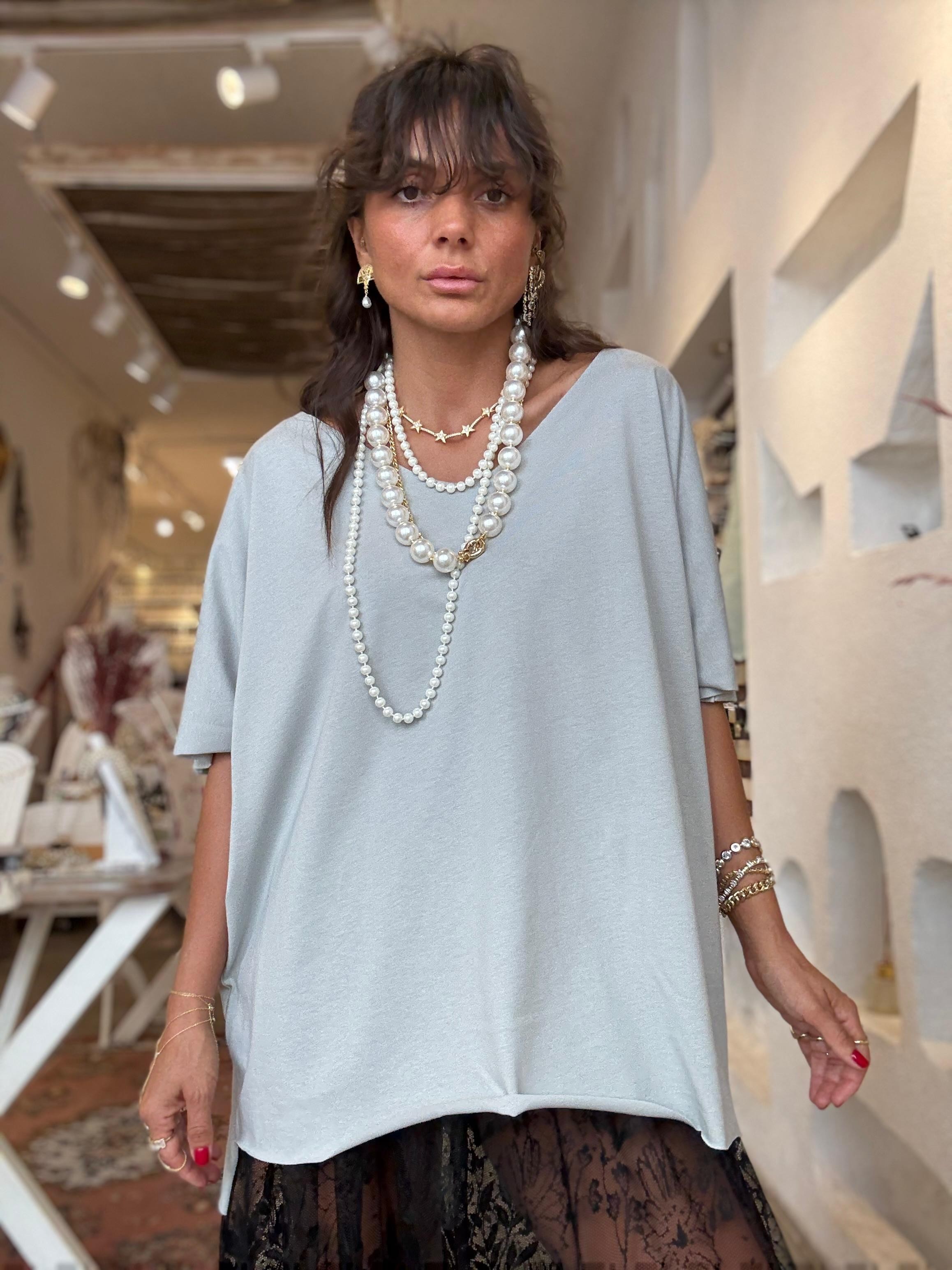 Oversize Tişört - Gri