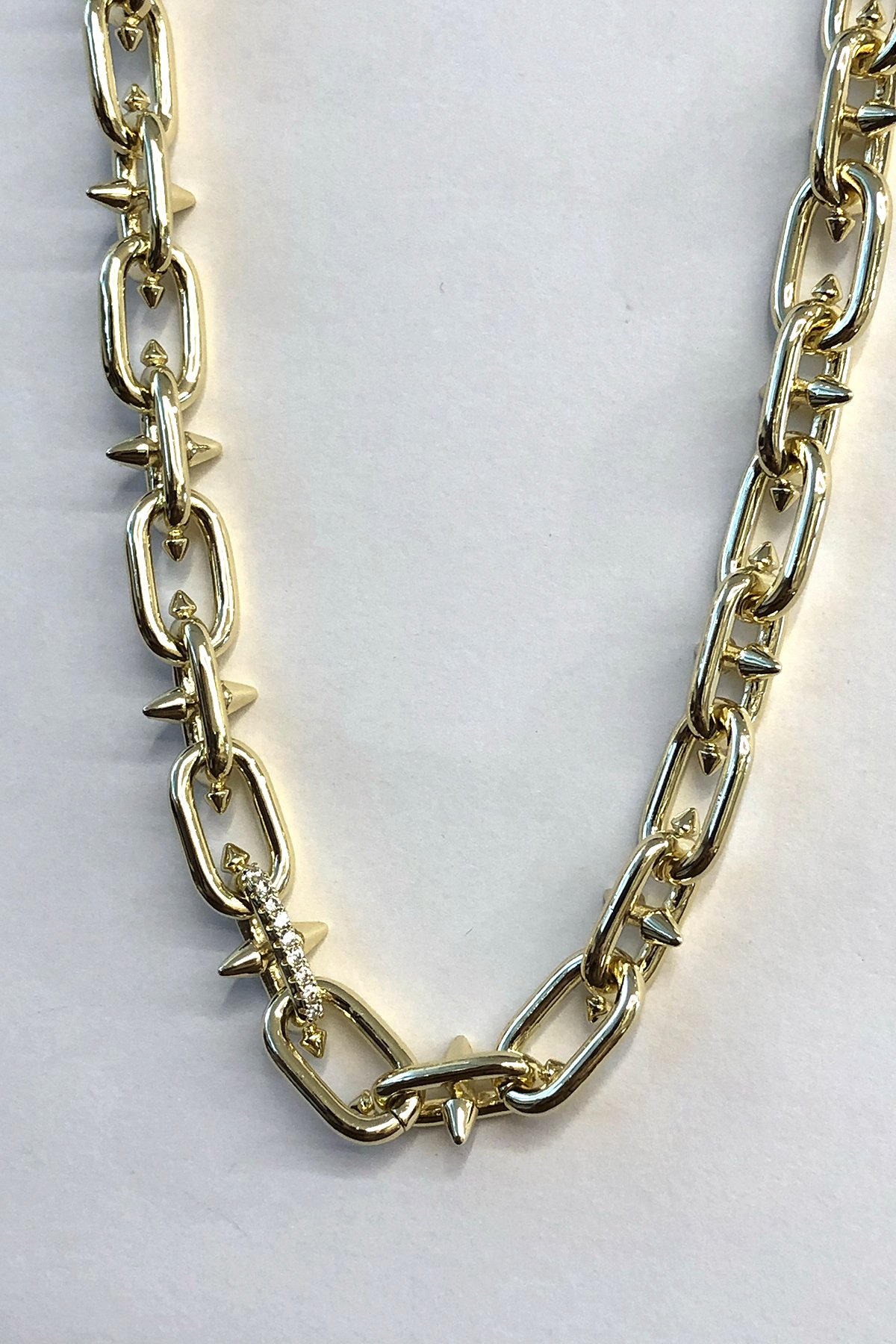 Taşlı Çivi Model Gold Detaylı Xp Kaplama Kolye