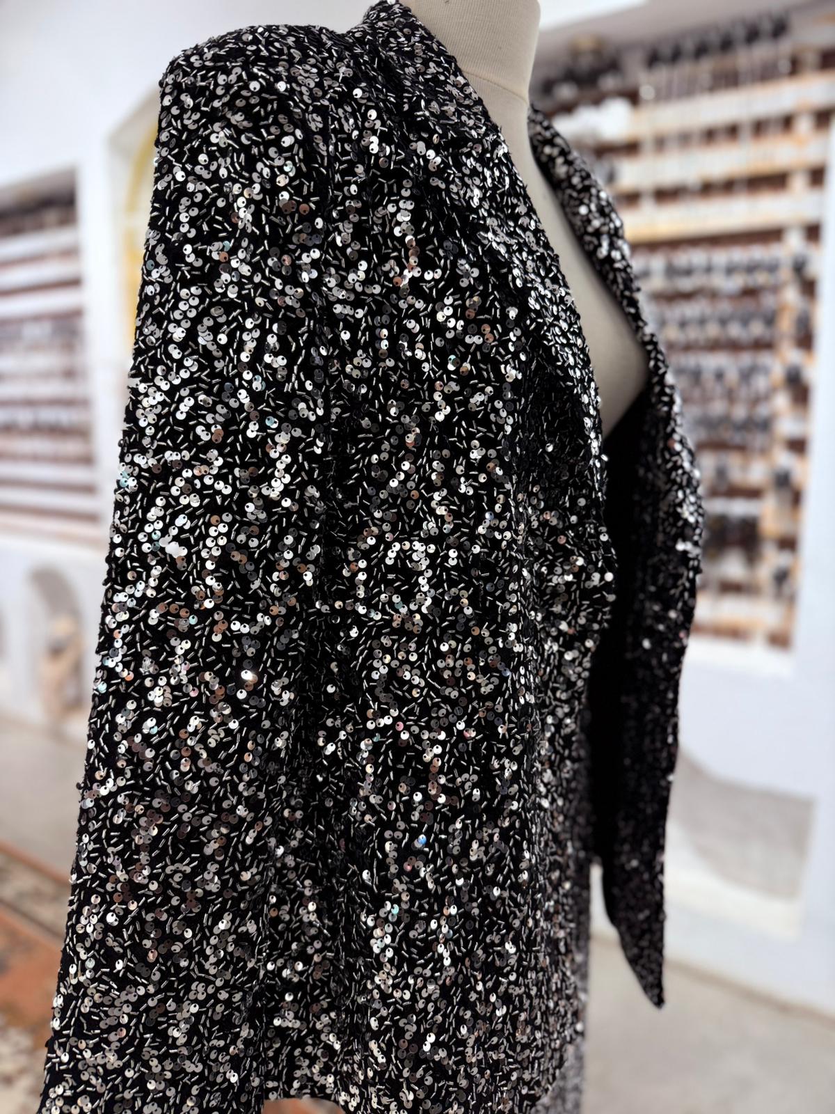 Gümüş Renk Payetli Ceket