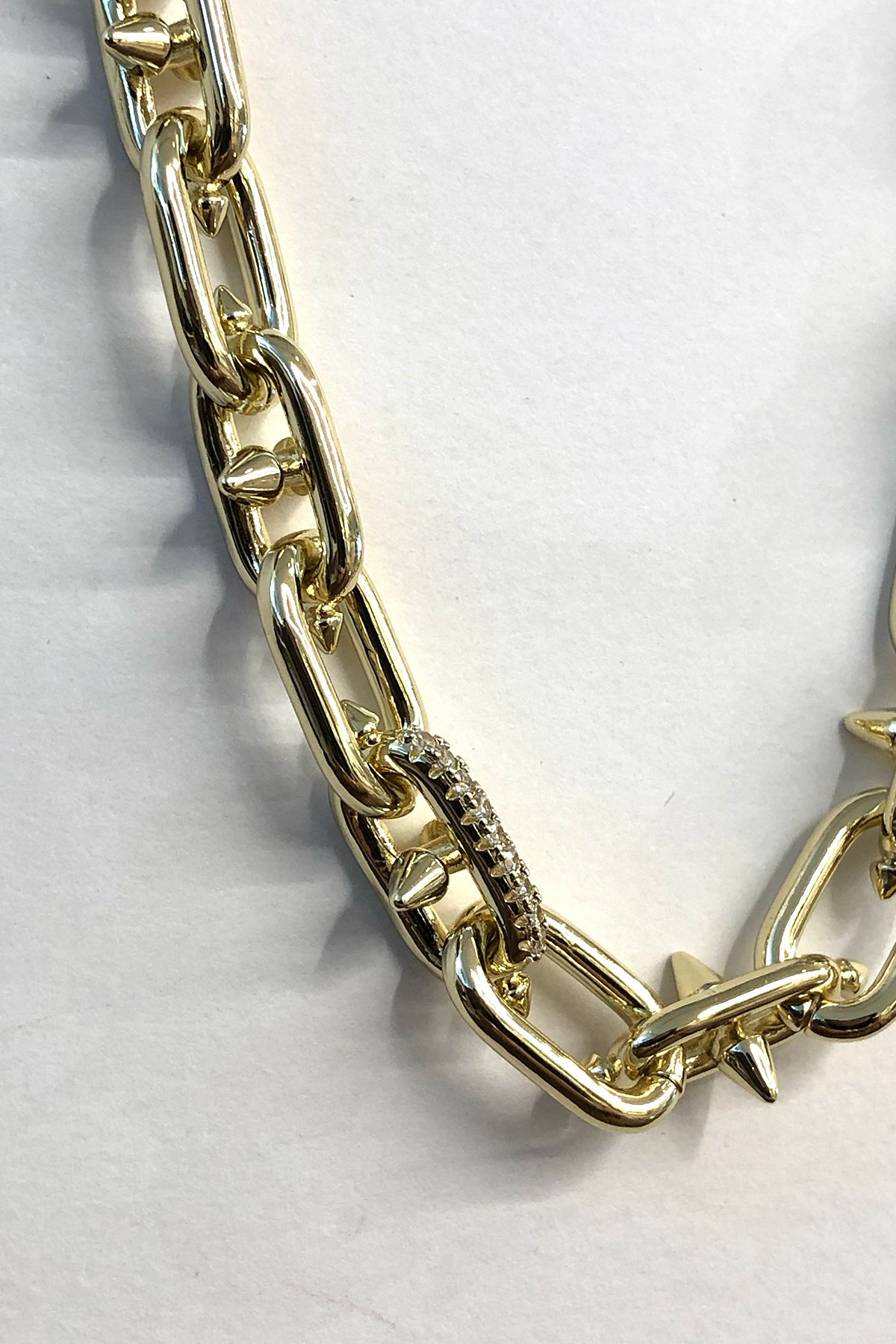 Taşlı Çivi Model Gold Detaylı Xp Kaplama Kolye