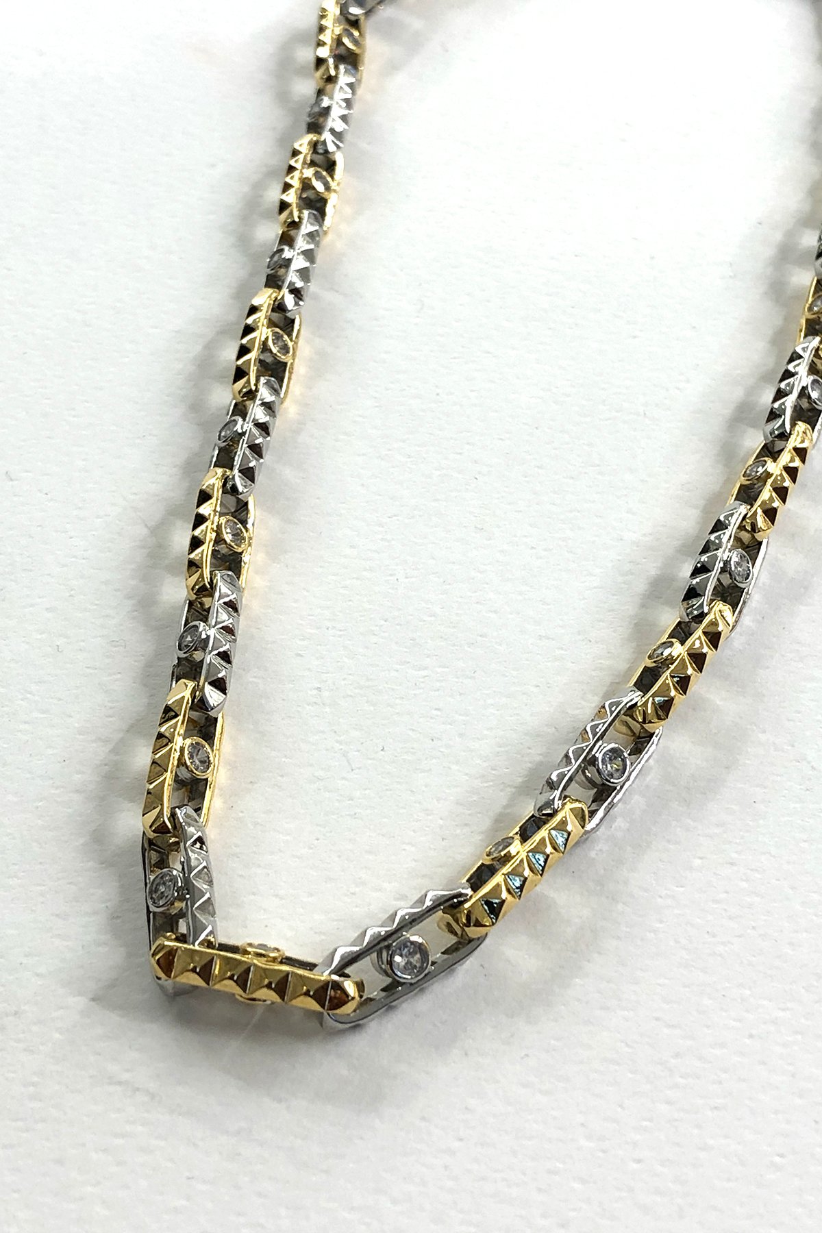 Gold Silver Model Taş Detaylı Xp Kaplama Kolye