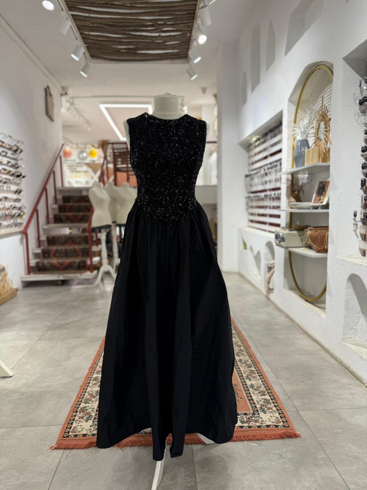 Siyah Payetli Elbise