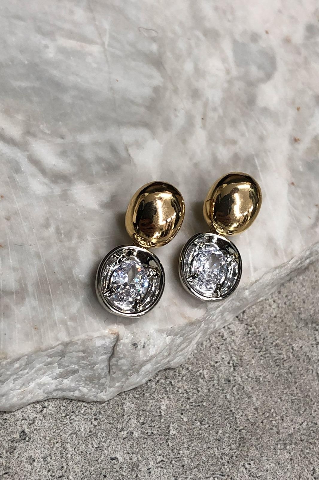Gold Gümüş Karışık Model Küpe