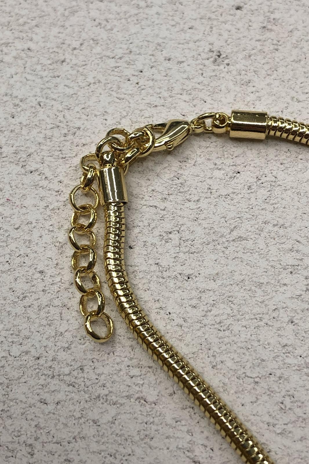 Zirkon Taş Kalın Zincir Gold Model Kolye