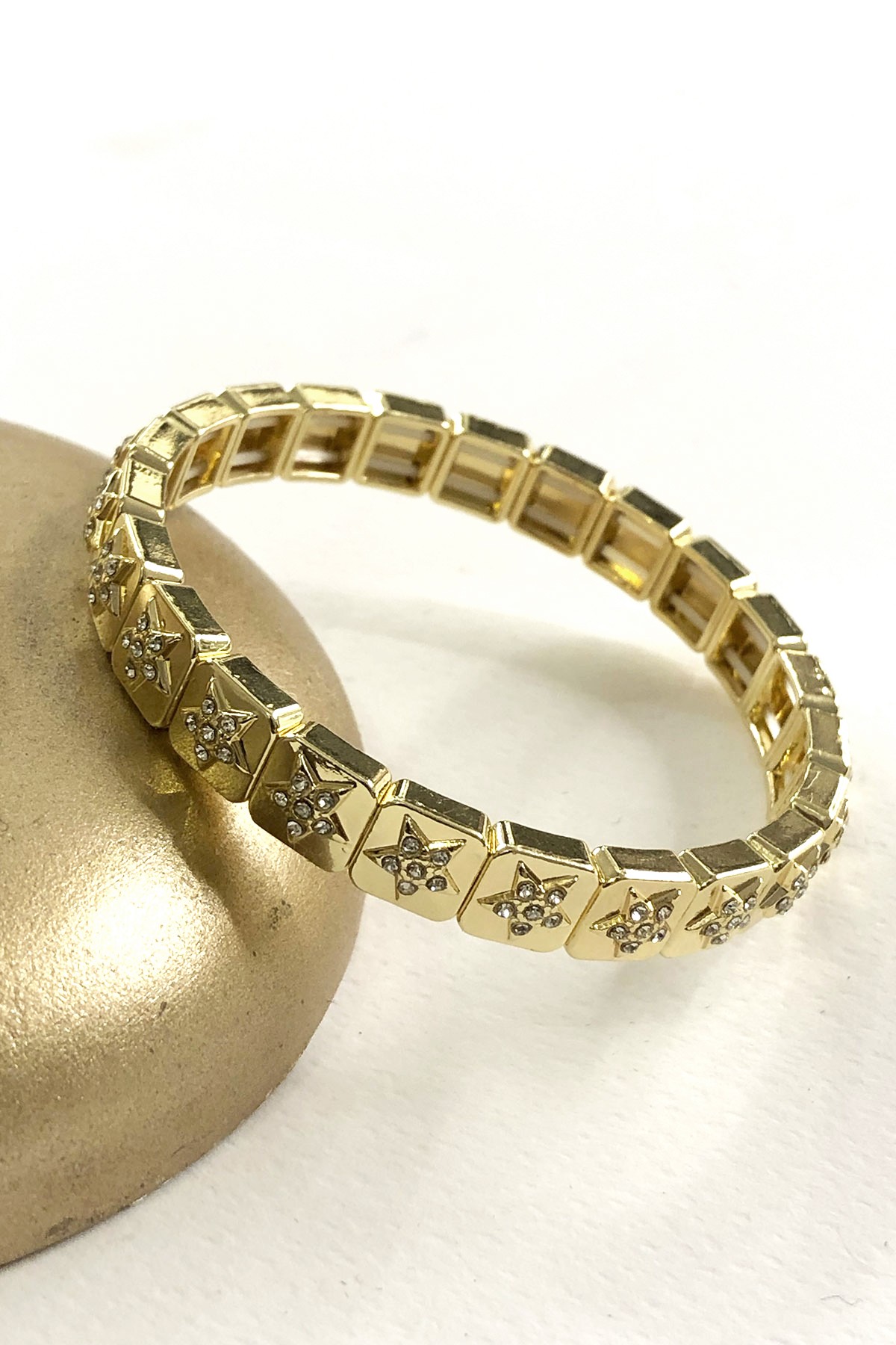 Yıldız Taşlı Model Gold Detaylı Bileklik