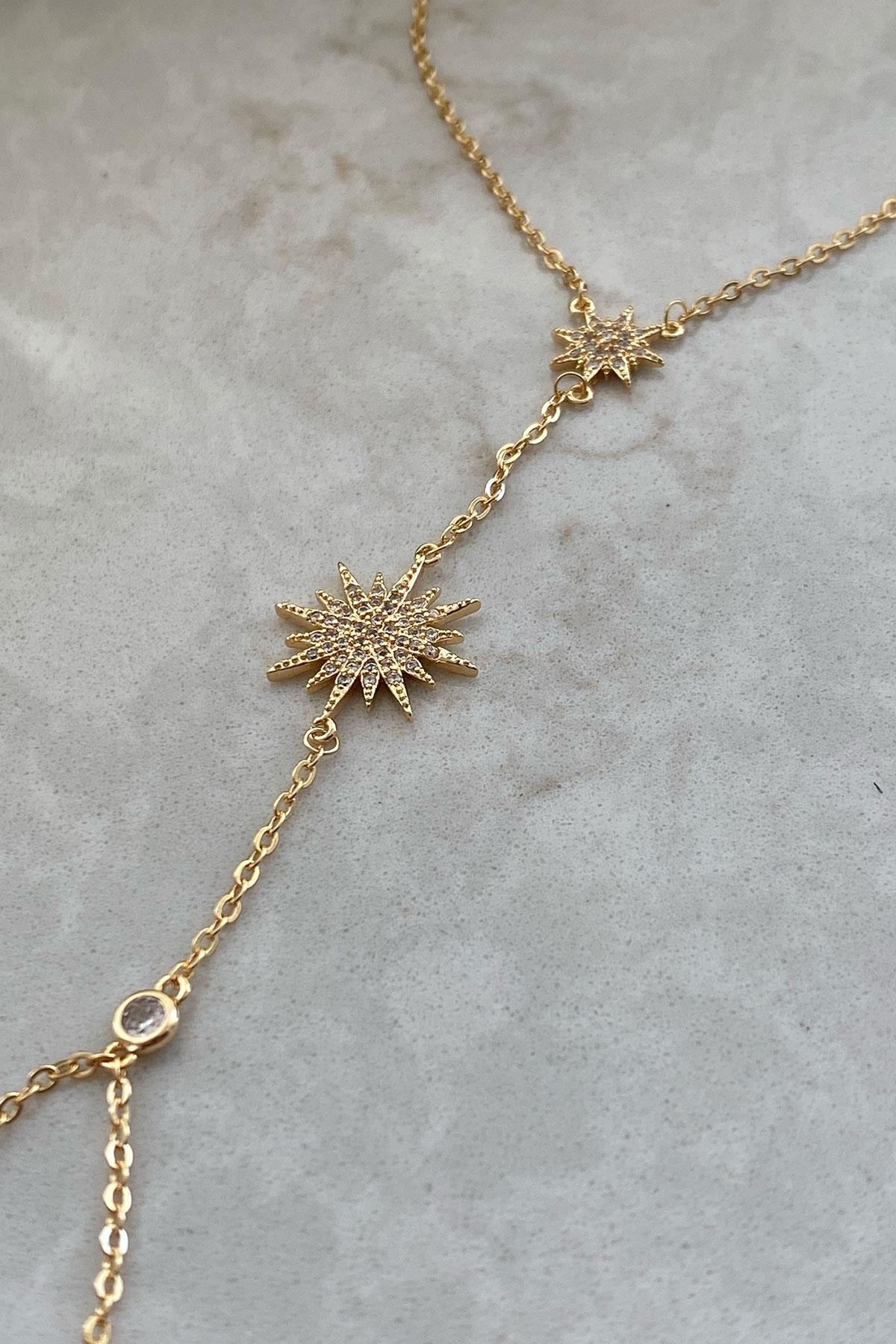 Yıldız Model Taşlı Gold Detaylı Kaplama Şahmeran