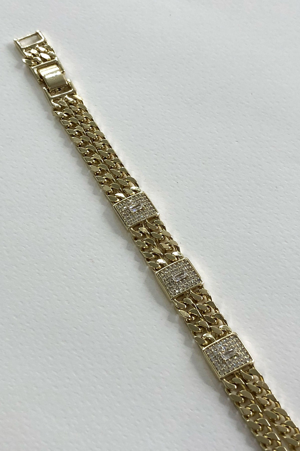 Taşlı Model Gold Detaylı Xp Kaplama Bileklik