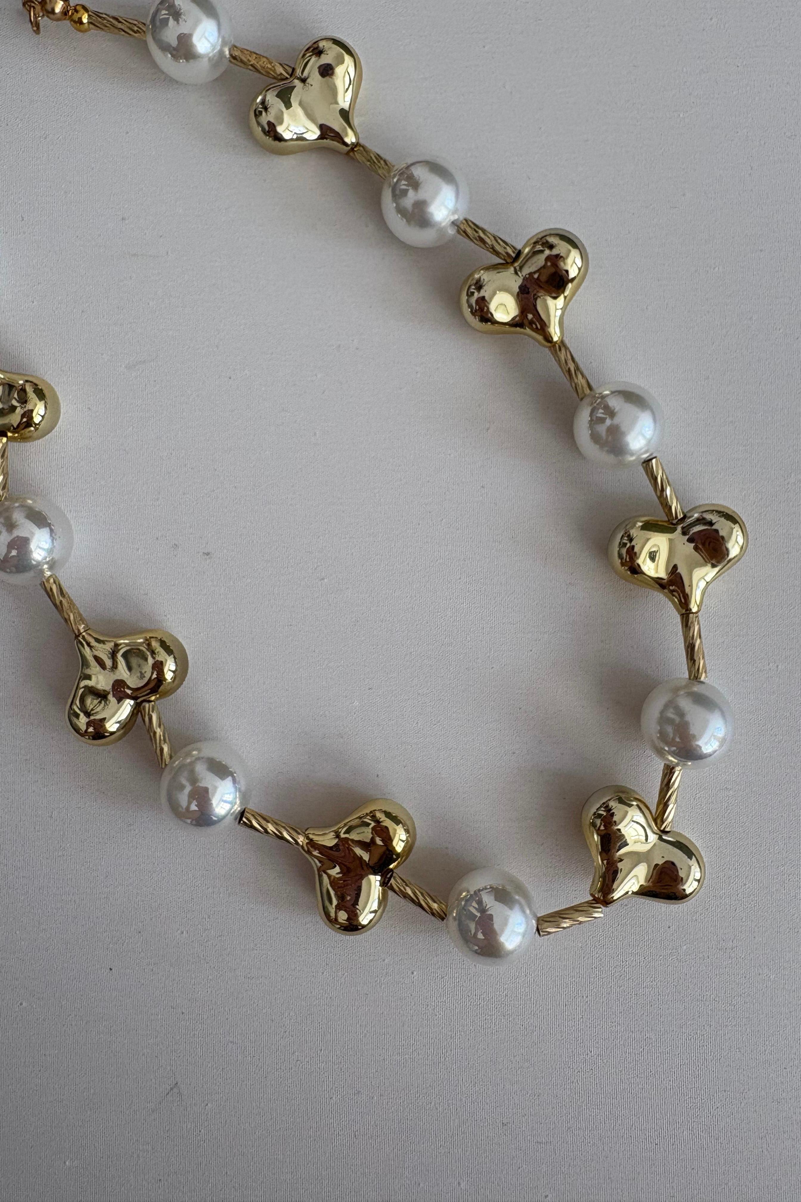 Kalpli İncili Gold Kolye