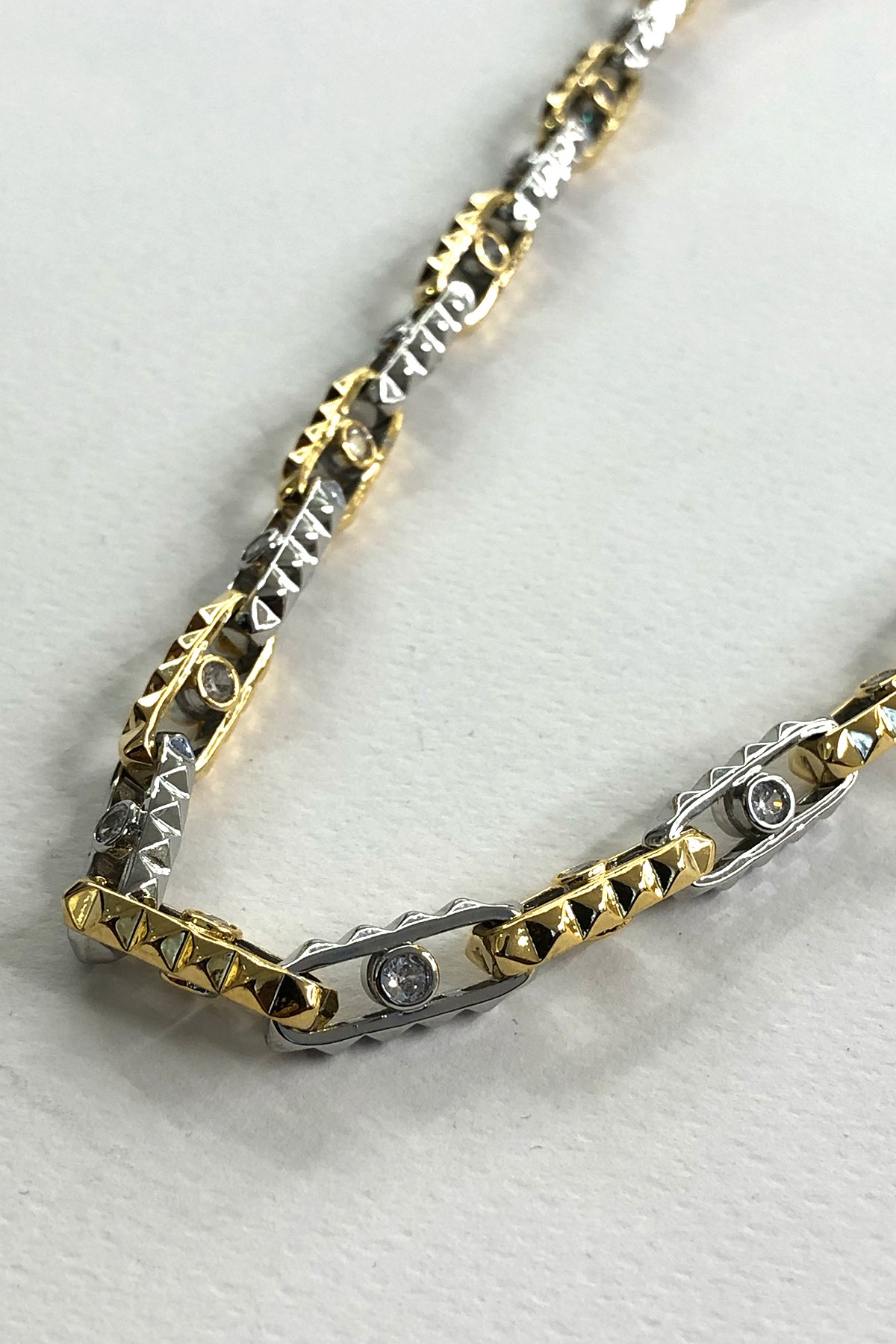 Gold Silver Model Taş Detaylı Xp Kaplama Kolye