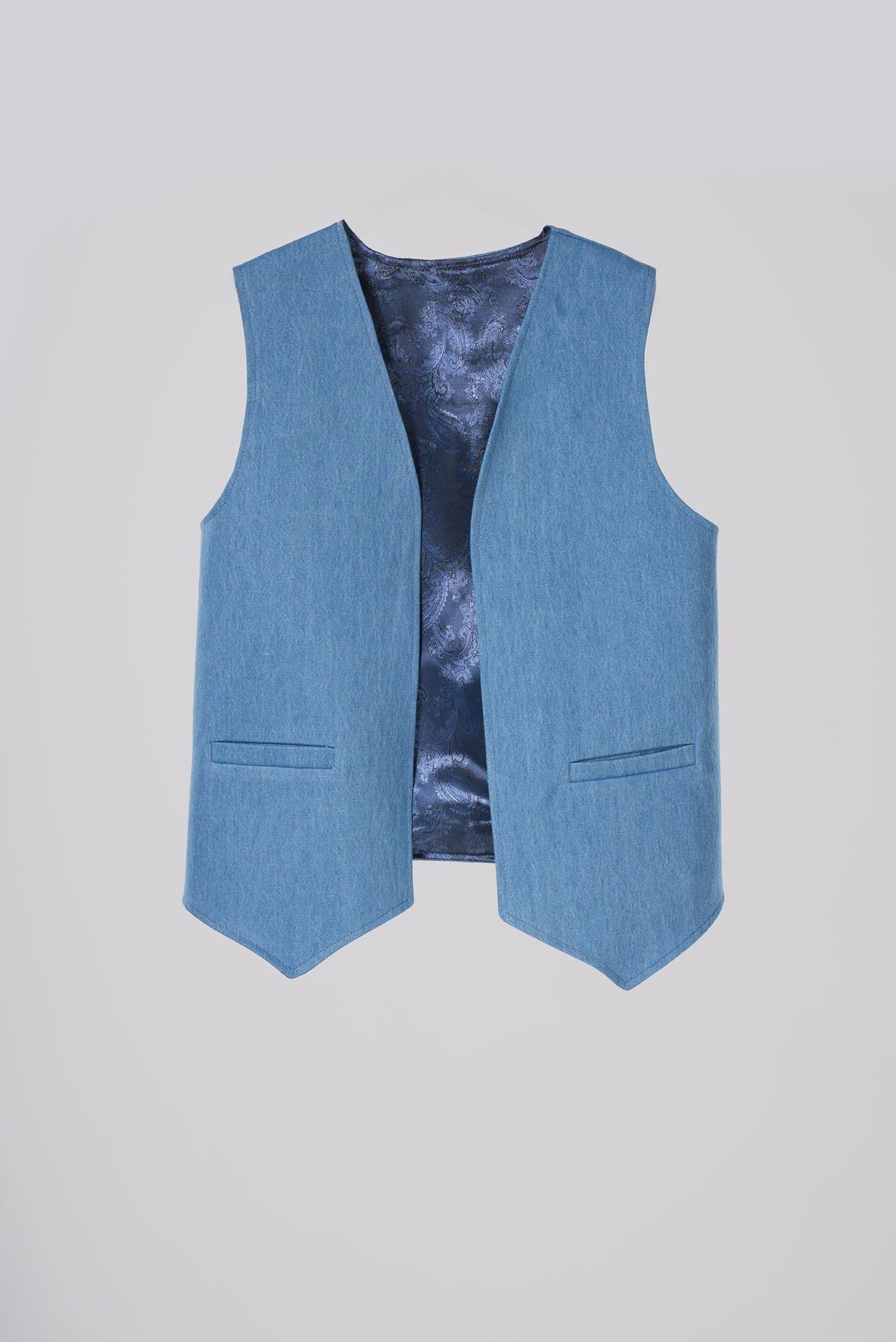 Gizli Mavi | Jean Model Lacivert Desenli Astar Detaylı Yelek