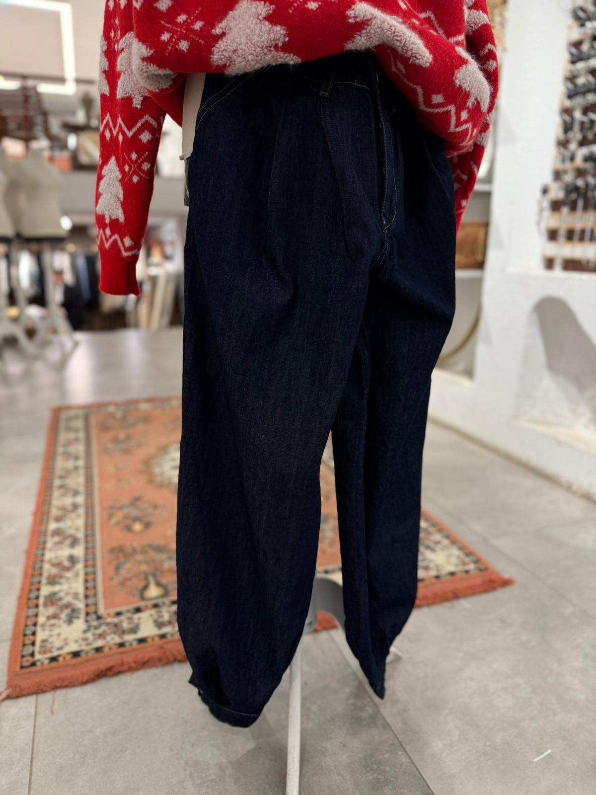 Lacivert Kot Şalvar Pantolon