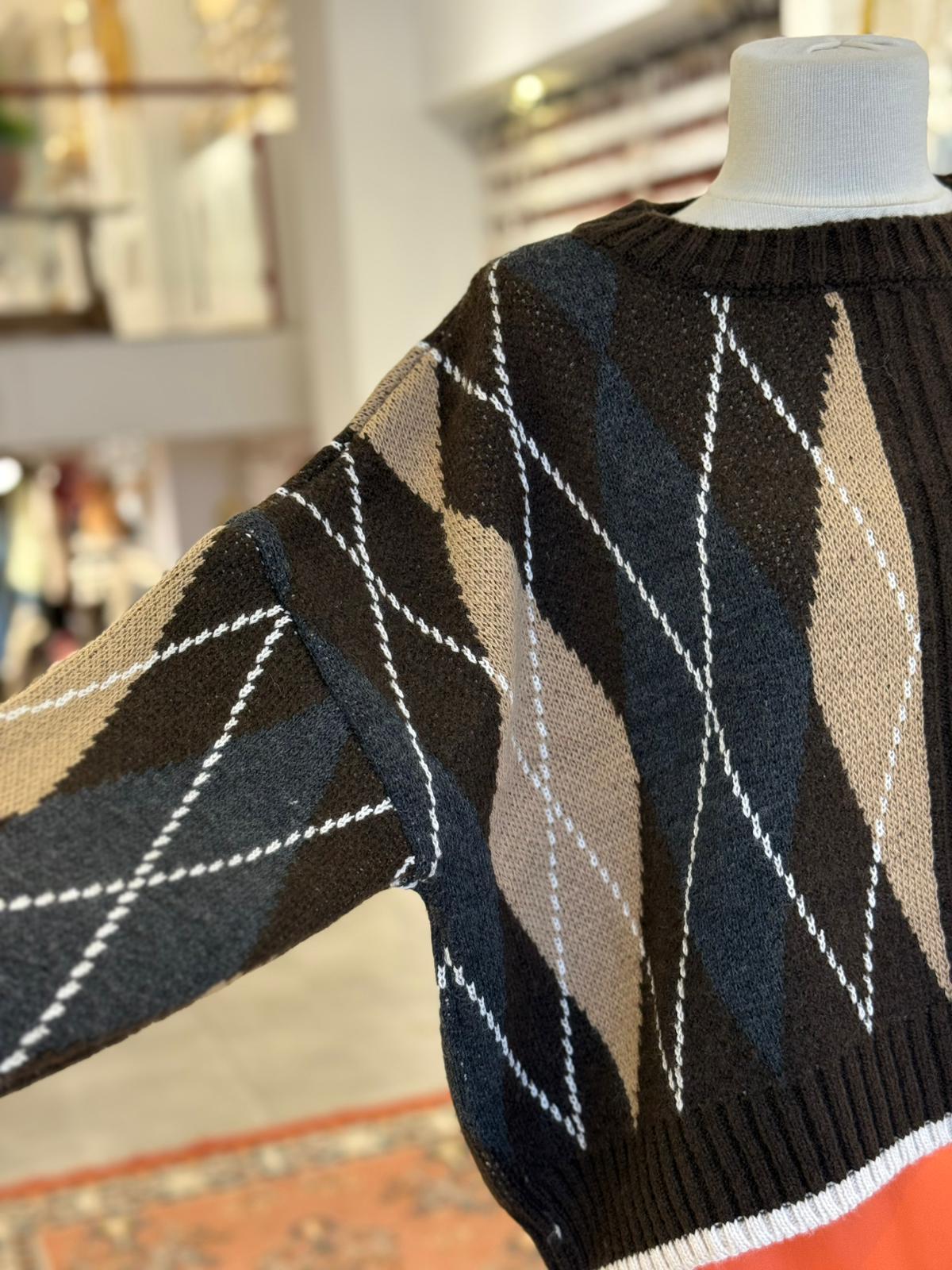 Baklava Desen Kısa Kazak