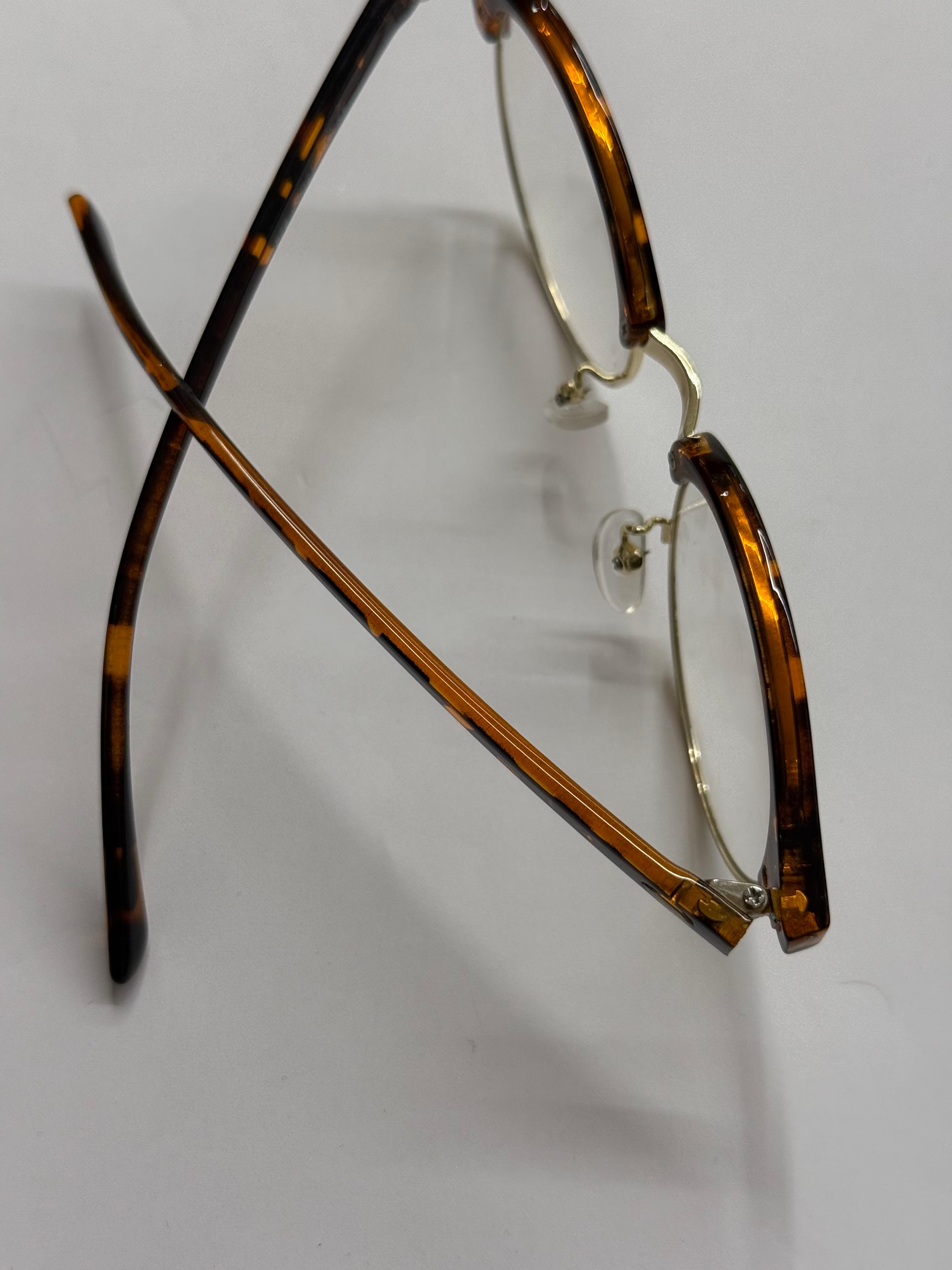 Leopar Desen Çerçeveli Şeffaf Gözlük