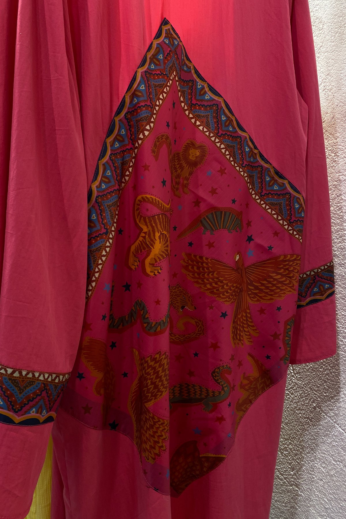 Uçuş | Desenli Pembe Kimono