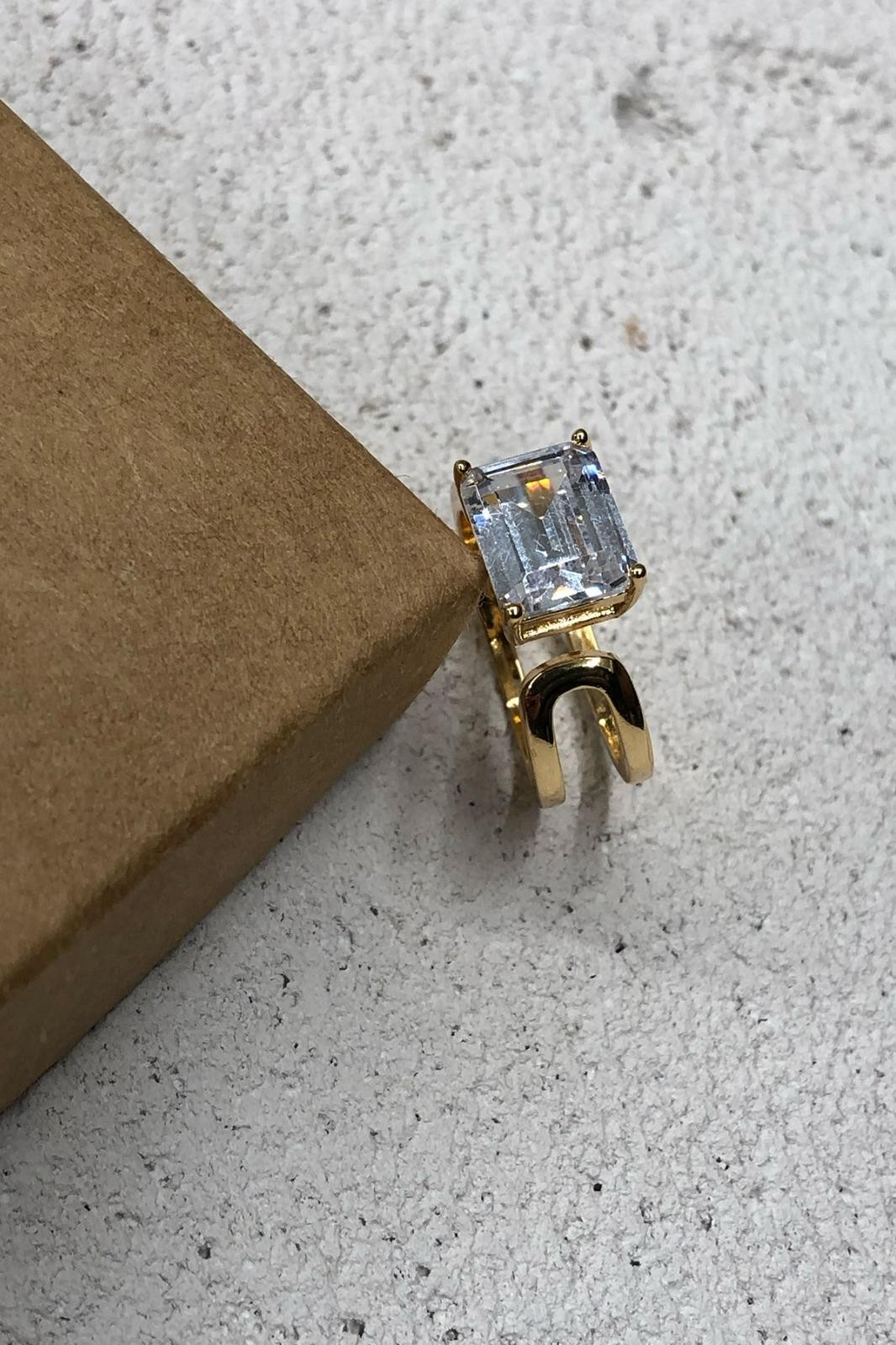 Zirkon Taş Model Gold Yüzük