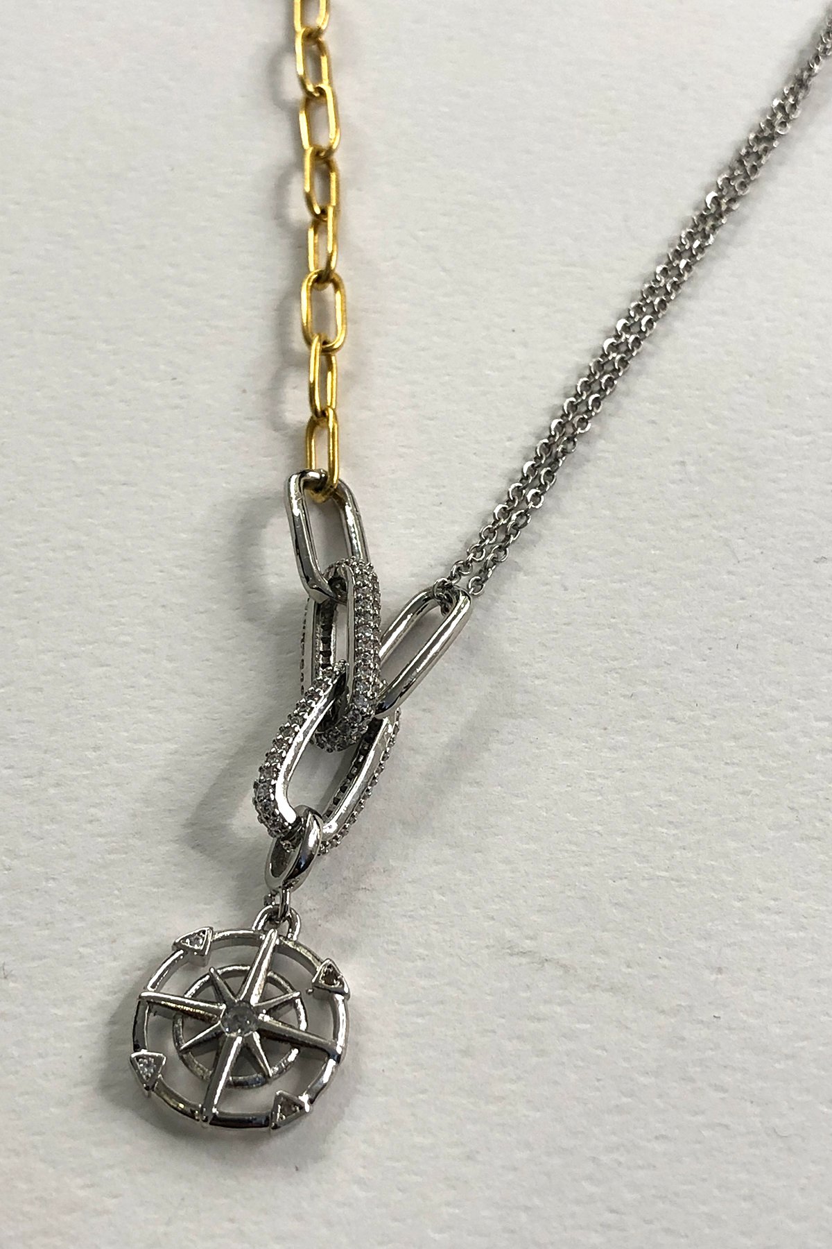 Kutup Yıldızı Model Silver Gold Detaylı Xp Kaplama Kolye