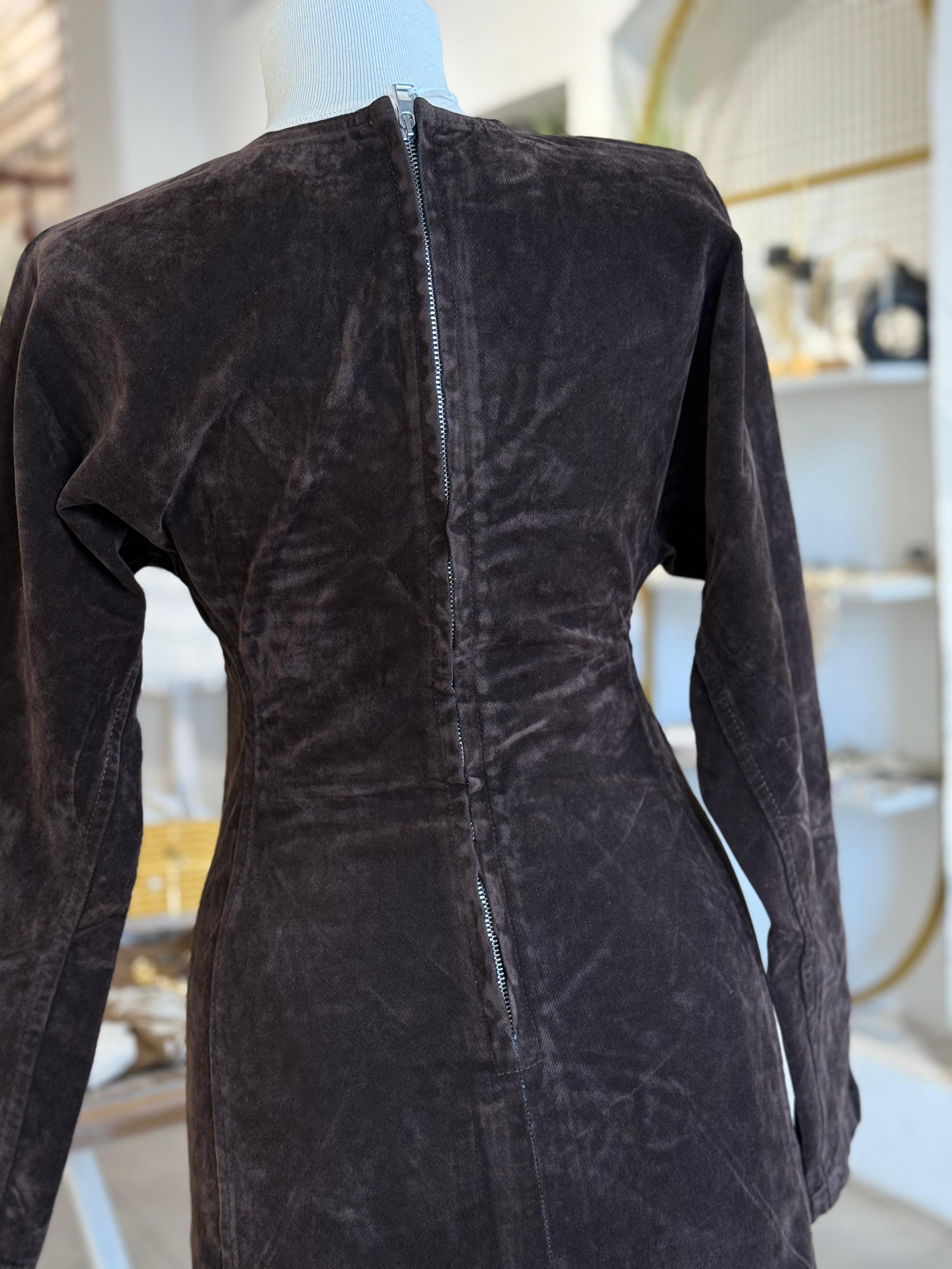 Kahve Rengi Denim Elbise