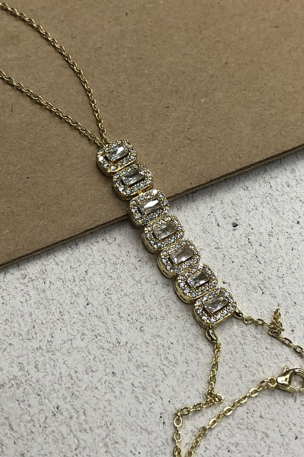 Dikdörtgen Model Zirkon Taş Gold Şahmeran