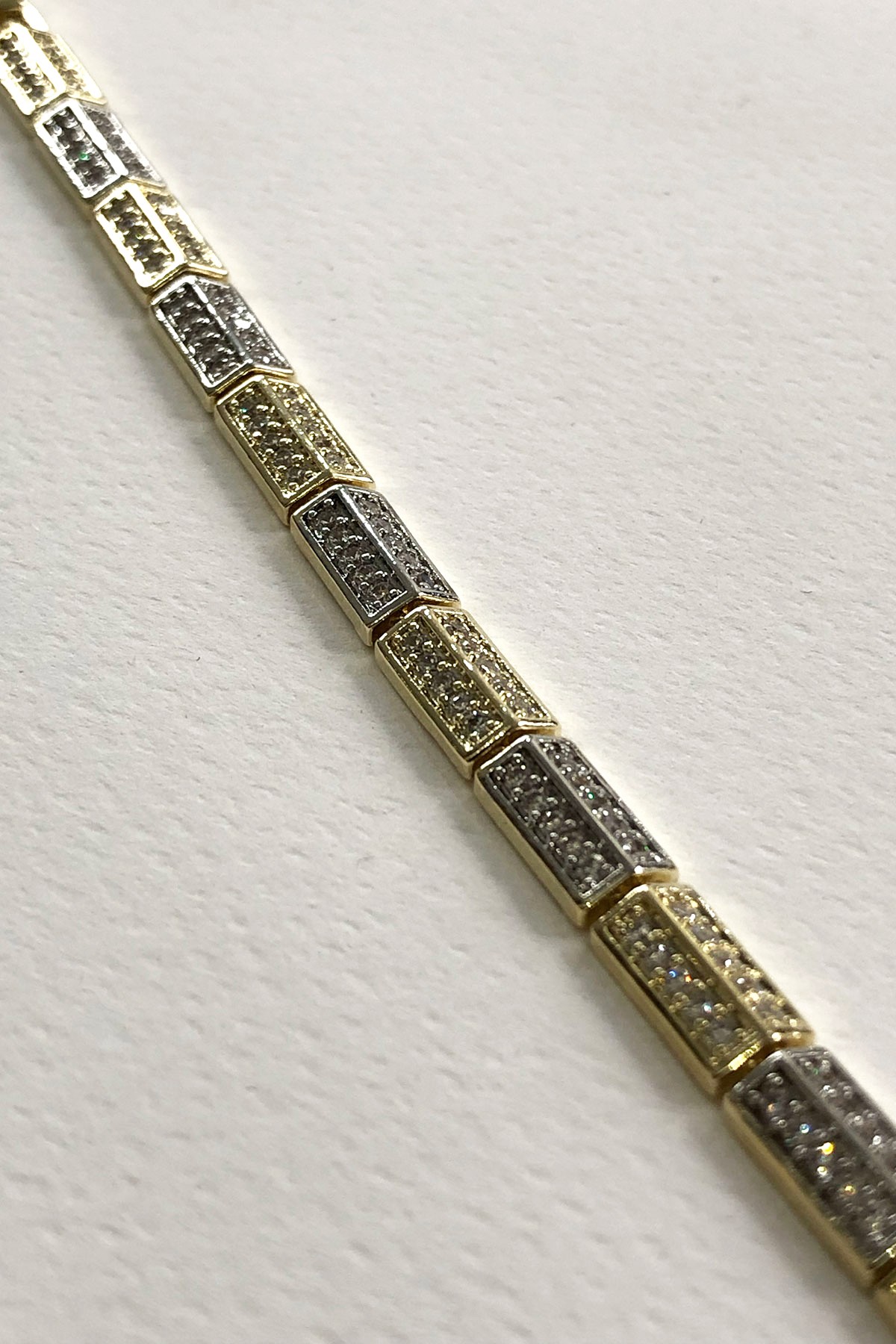 Taşlı Gold Silver Model Xp Kaplama Bileklik