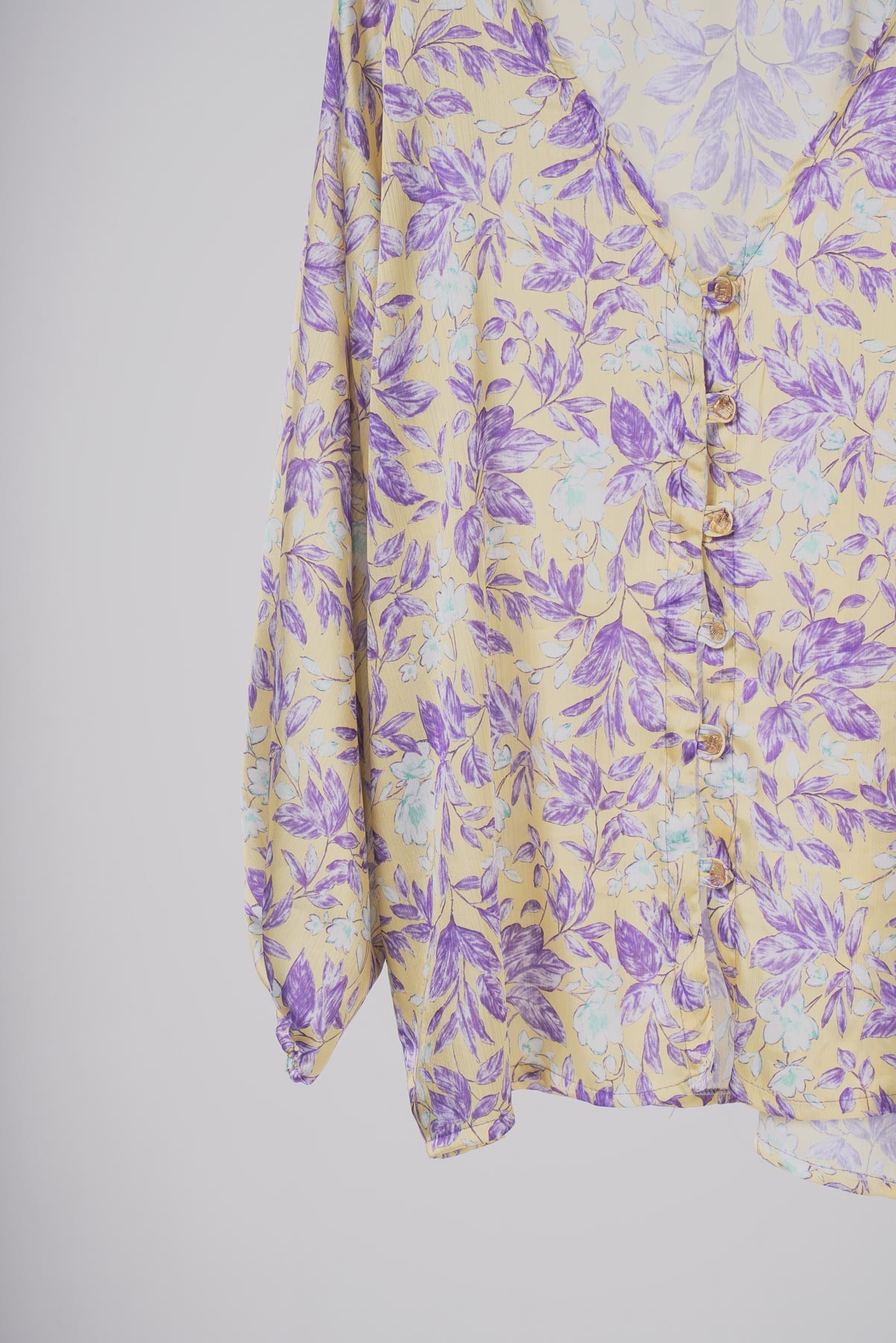 Pastel Çiçek | Desenli Oversize Saten Gömlek