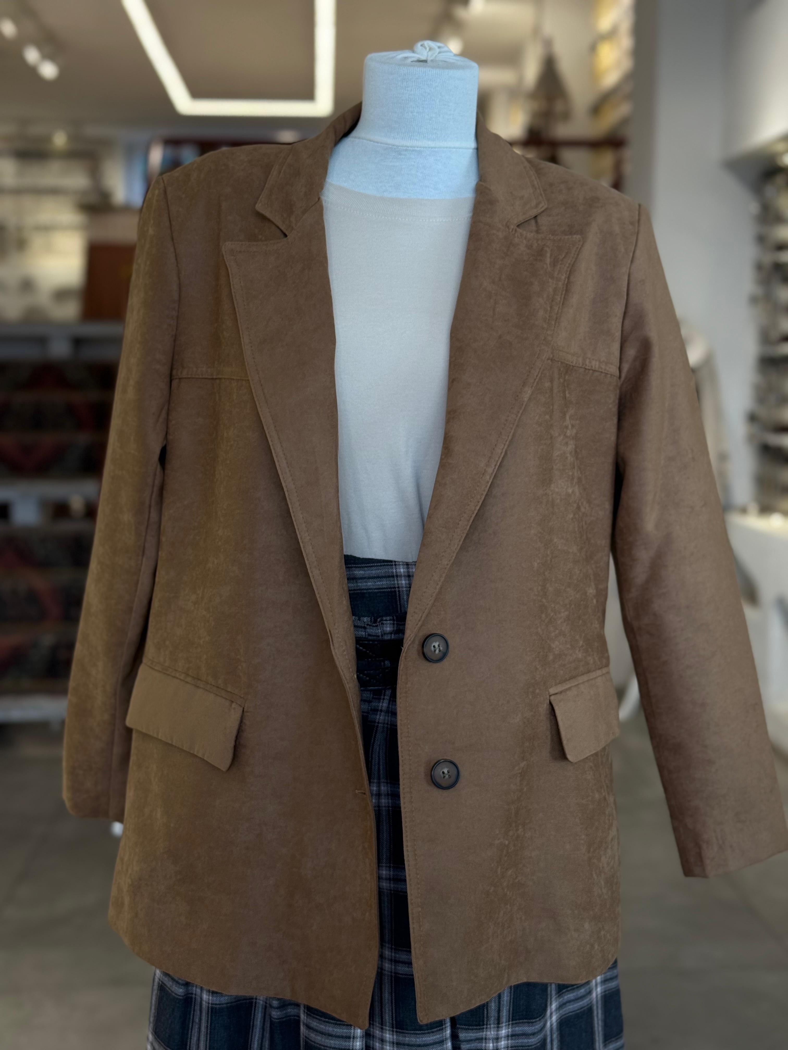 Süet Camel Blazer Ceket