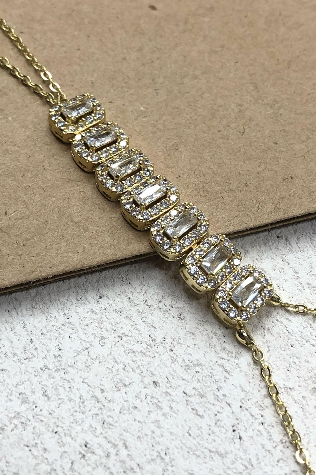 Dikdörtgen Model Zirkon Taş Gold Şahmeran