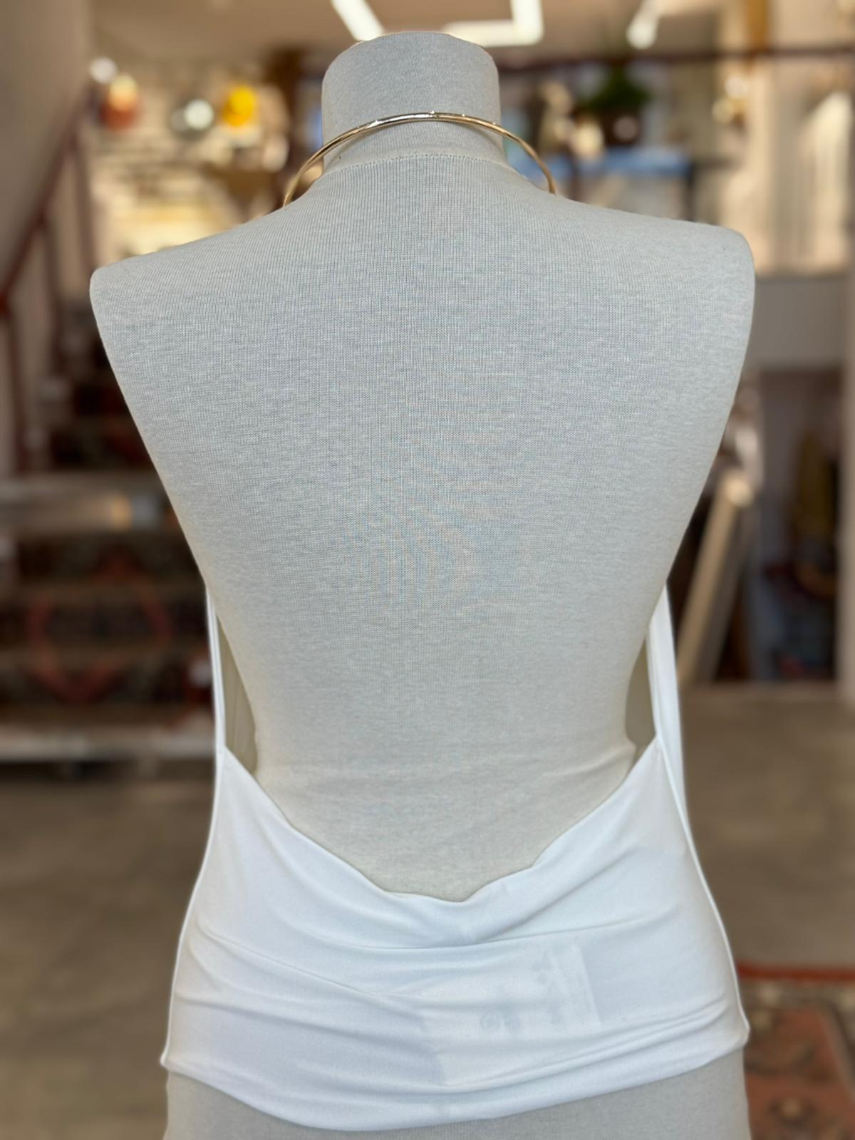 Kolyeli Dekolteli Beyaz Bluz