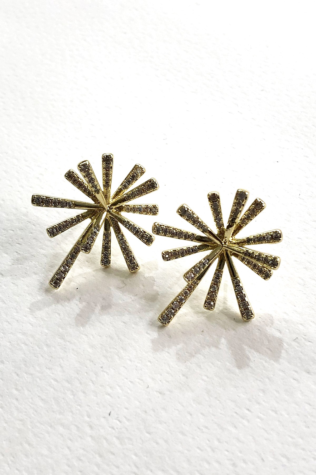 Taş Gold Detaylı Zirkon Taş Küpe