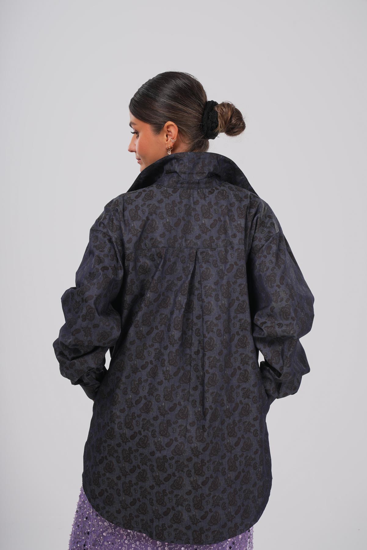 Desen Gizemi | Gold Düğme Detaylı Oversize Gömlek