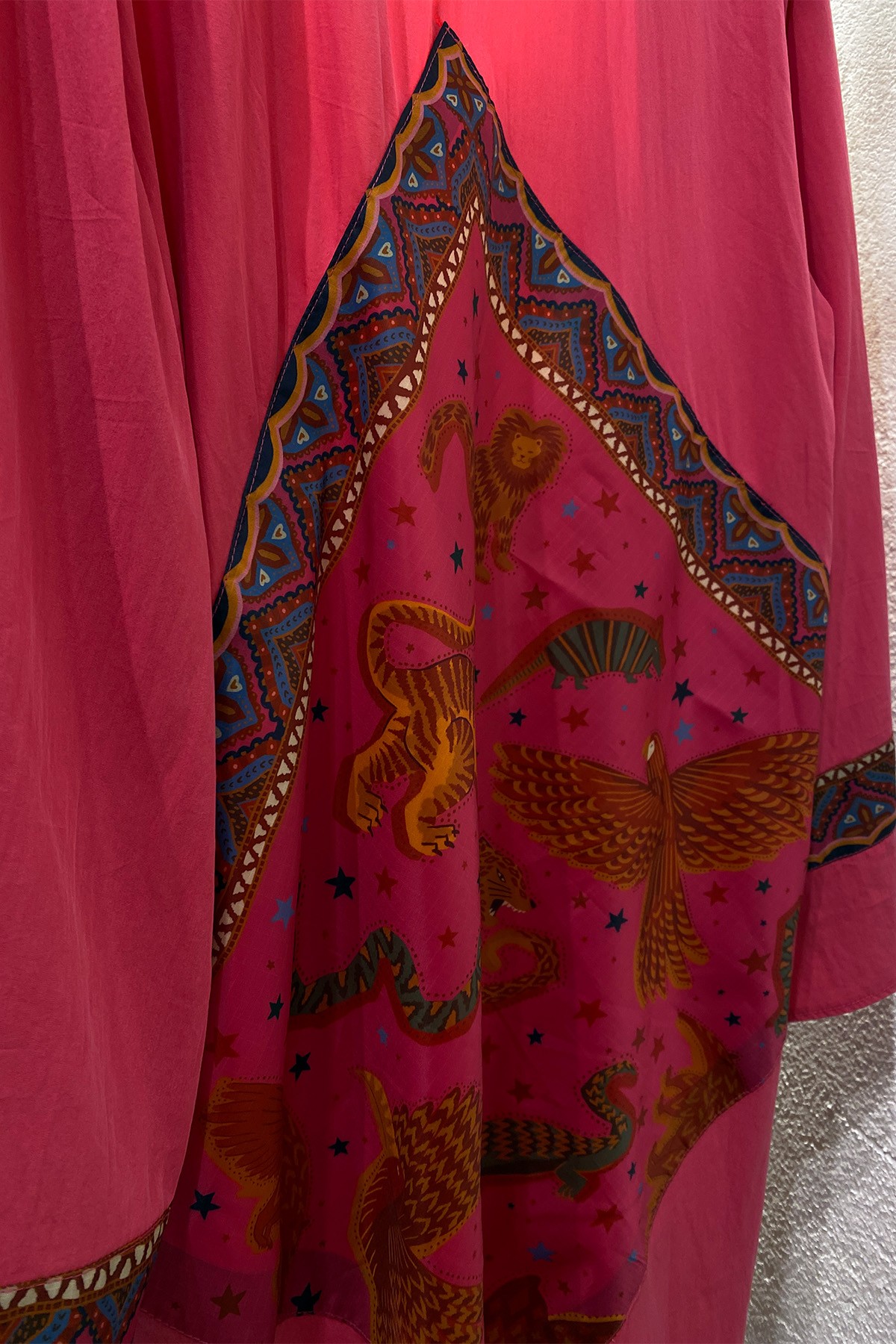 Uçuş | Desenli Pembe Kimono