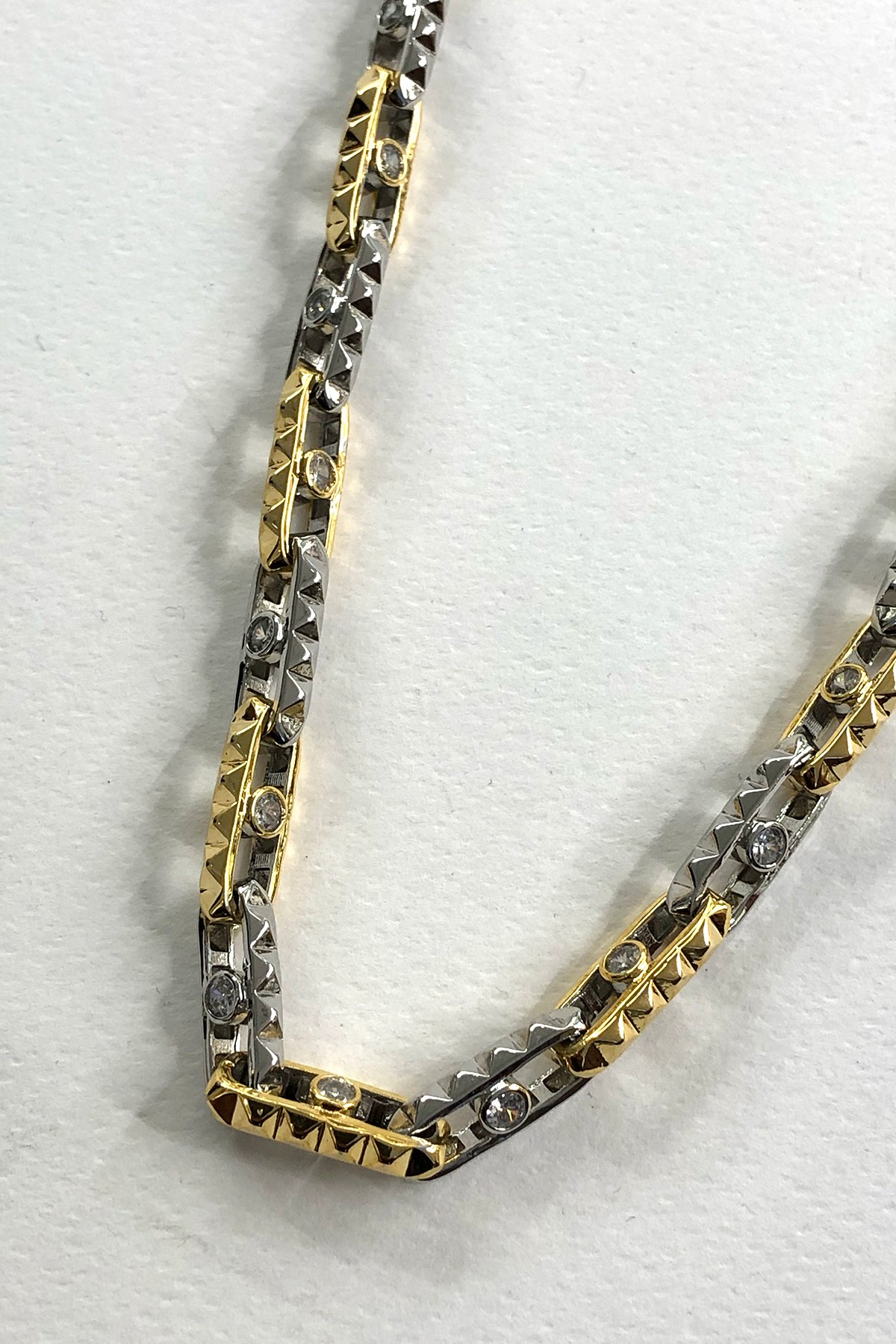 Gold Silver Model Taş Detaylı Xp Kaplama Kolye