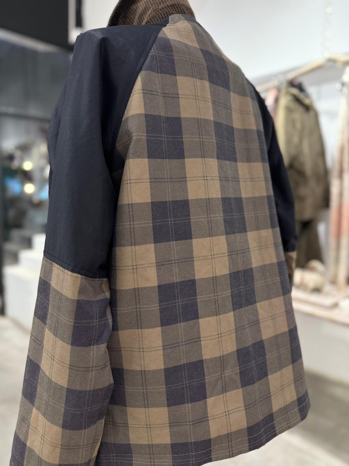 Yakası Kadife Kareli Mont