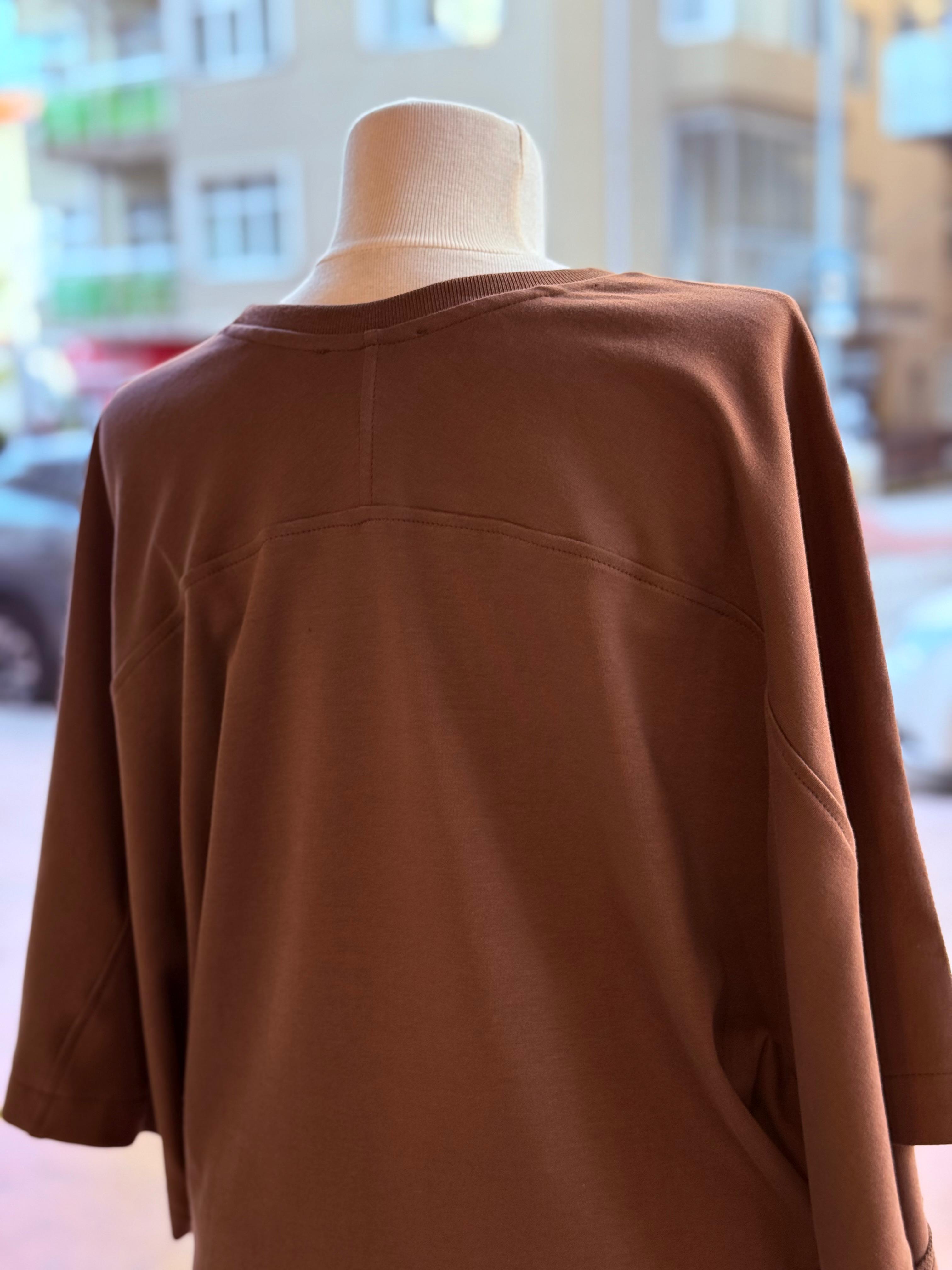 Yarasa Kol Kahve Rengi Tshirt