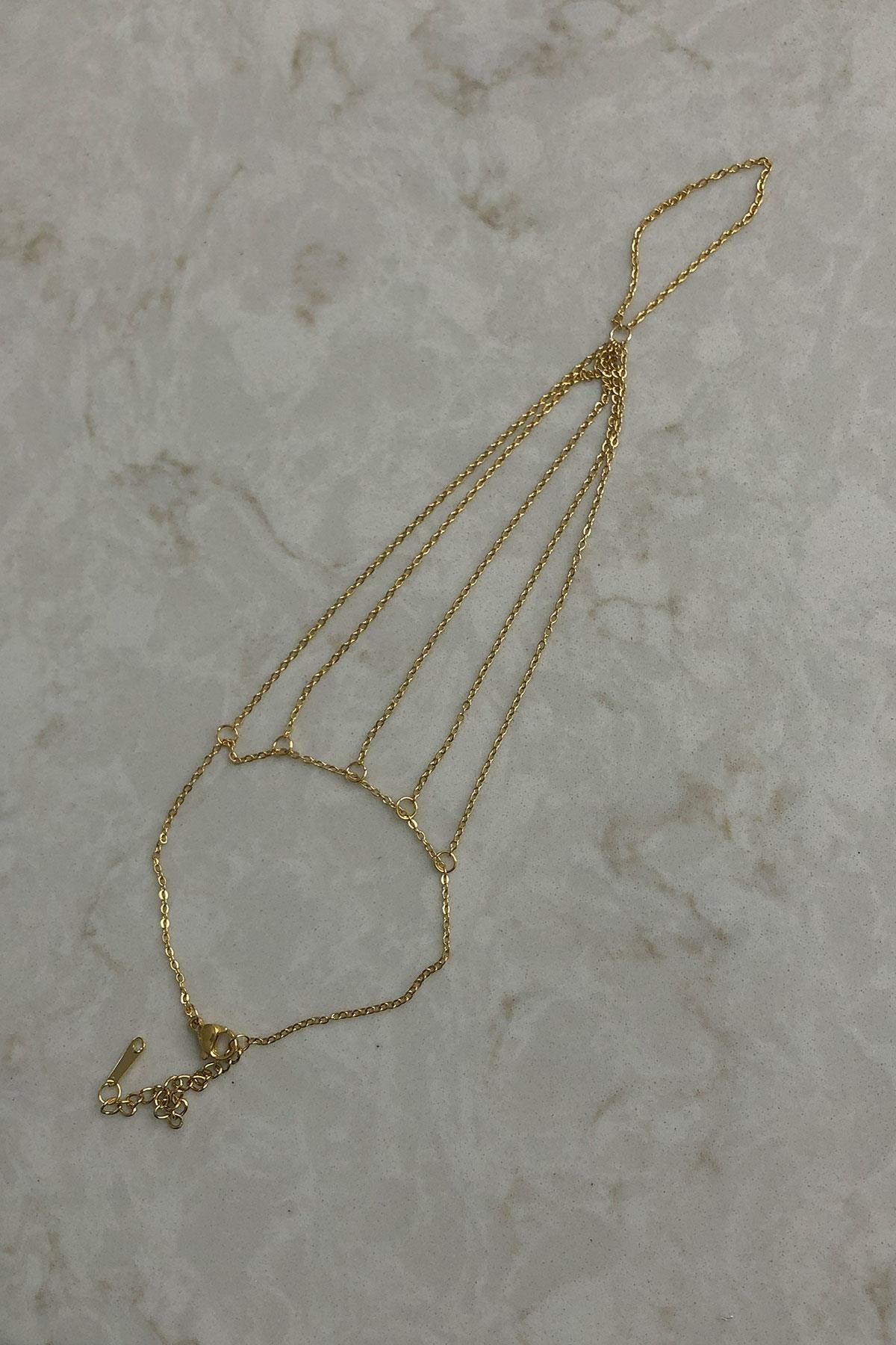 Sıralı Zincir Model Gold Detaylı Çelik Şahmeran