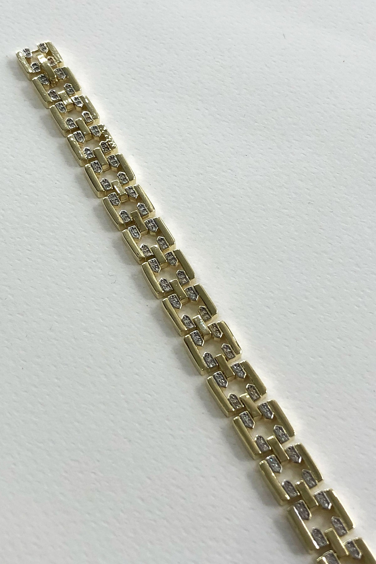 Kare Silver Taşlı Gold Detaylı Xp Kaplama Bileklik