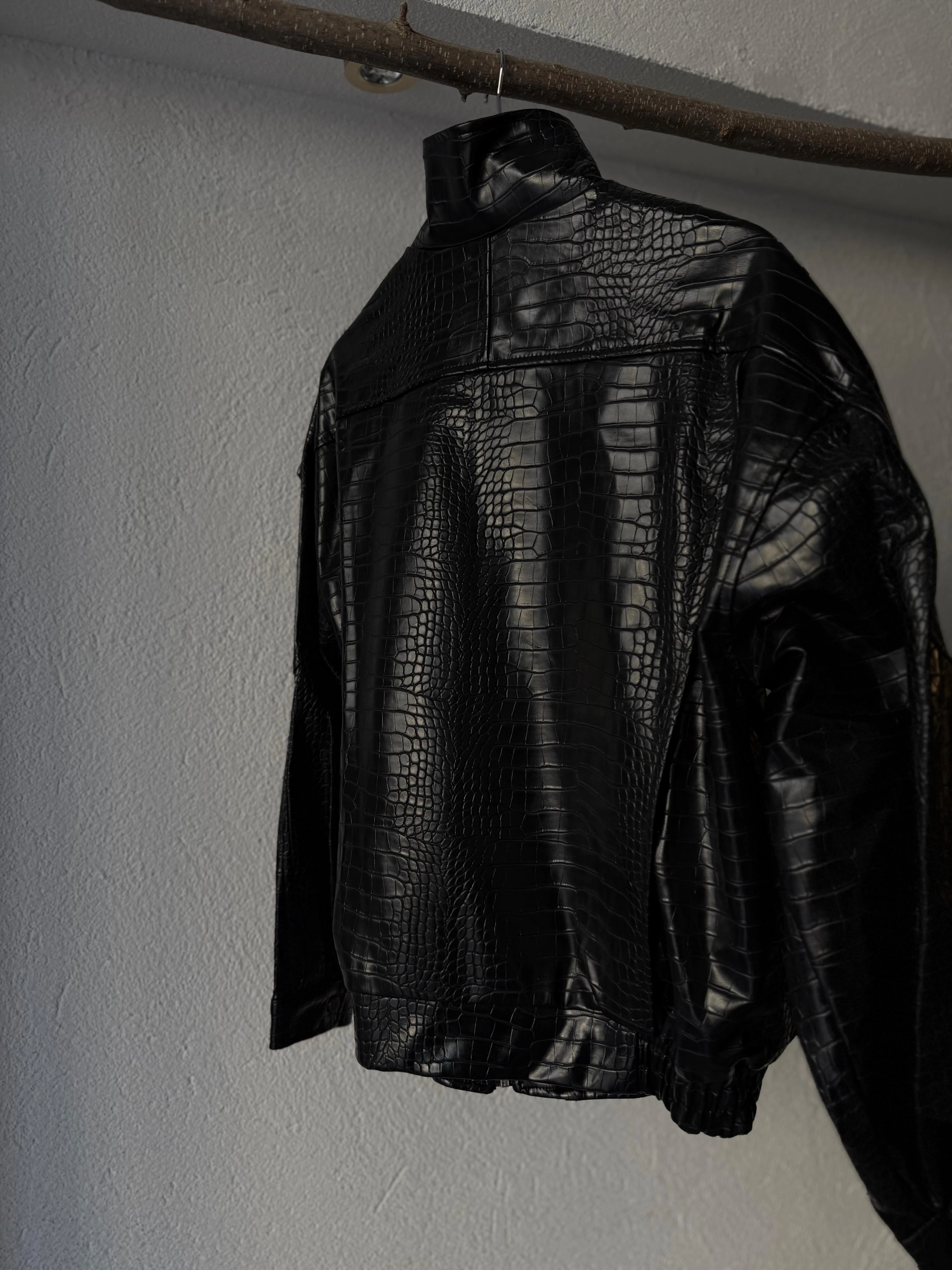 Croco Desen Deri Ceket