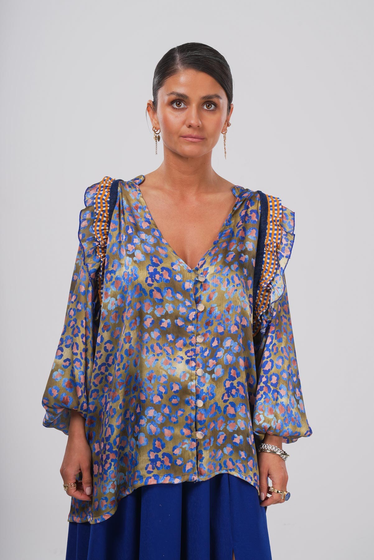 Sanat Esintisi | Fırfır Detaylı Oversize Gömlek