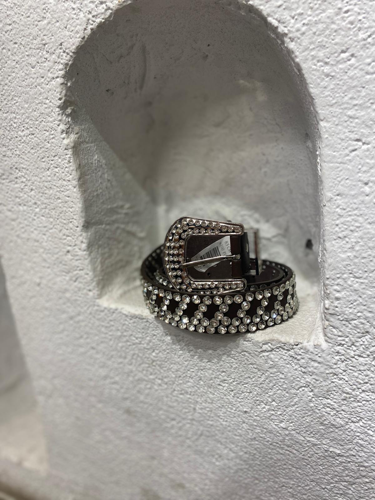 Kahverengi Parlak Taşlı Kemer