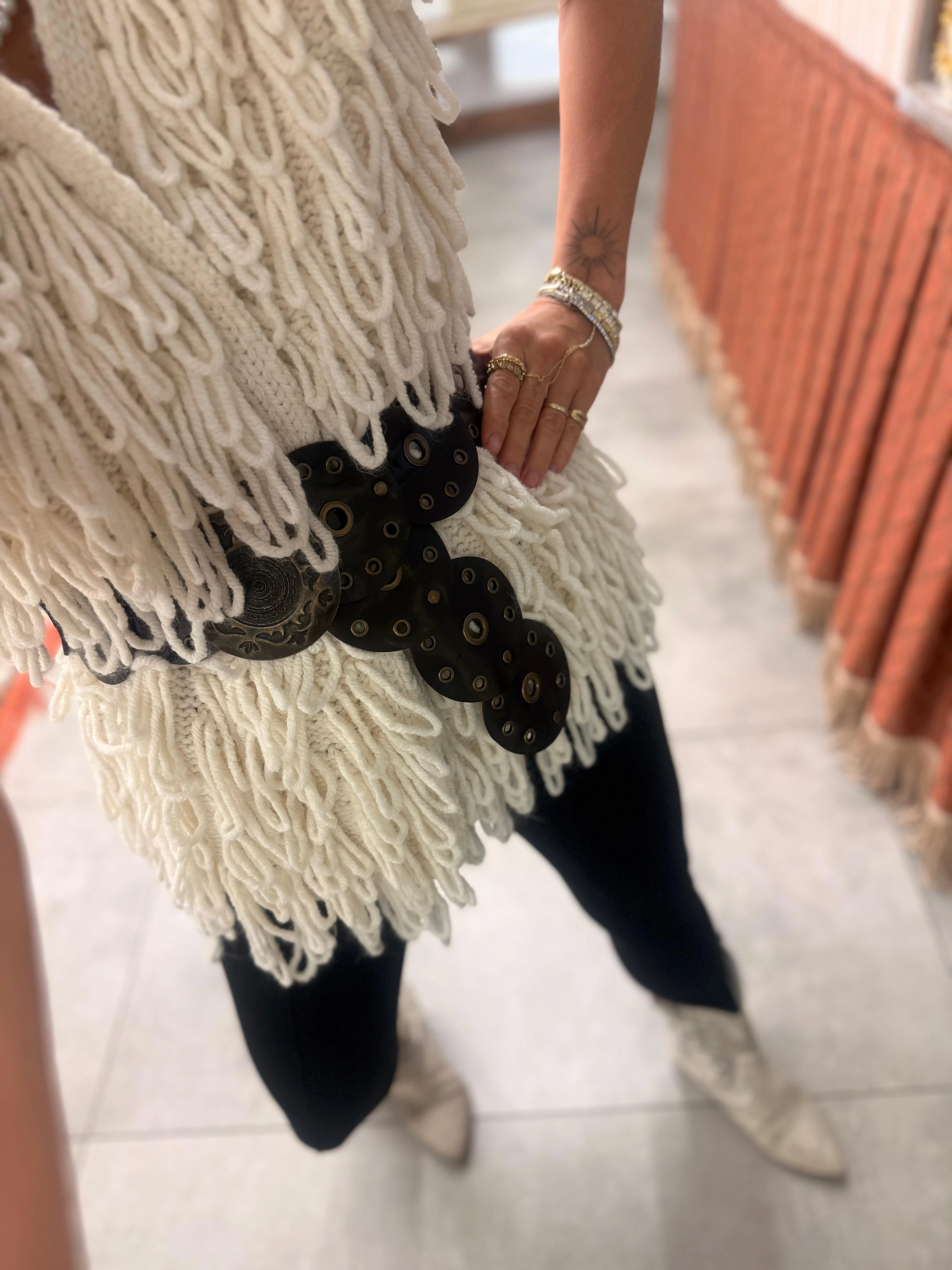 Kahve Rengi Daire Model Kalın Kemer