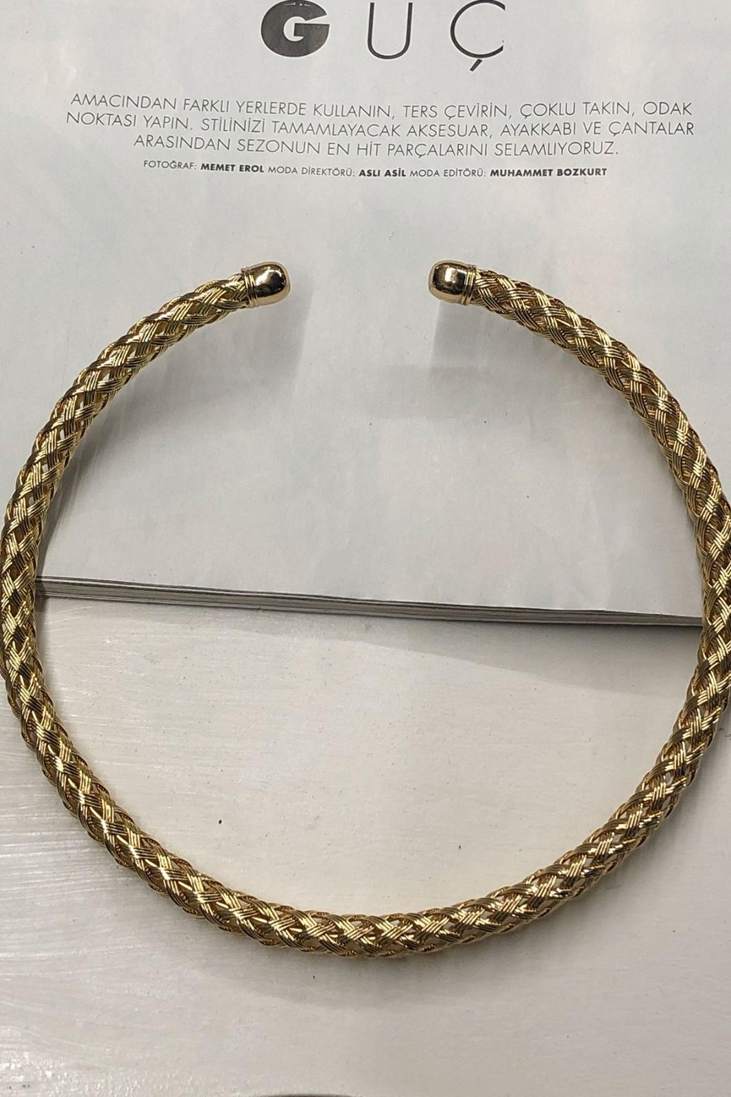 Örgü Model Kaplama Gold Kolye
