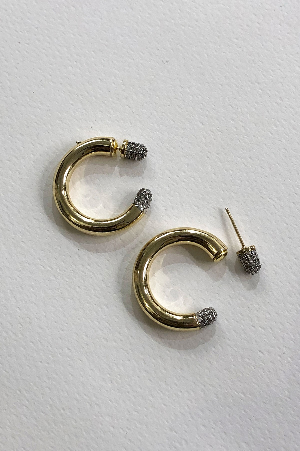 Taşlı Gold Detaylı Hayalet Küpe